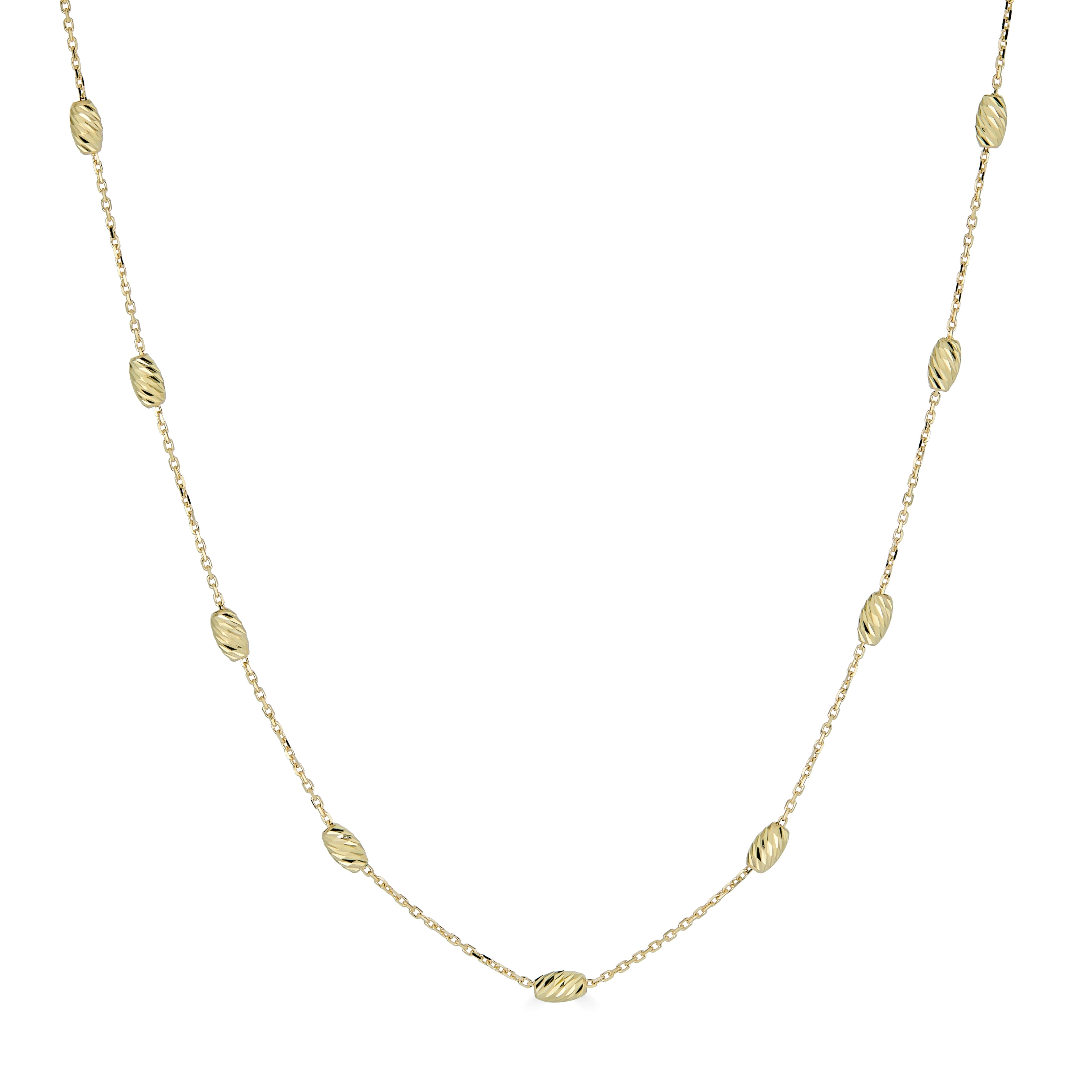 14k yellow gold chain with sculpted oval beads necklace