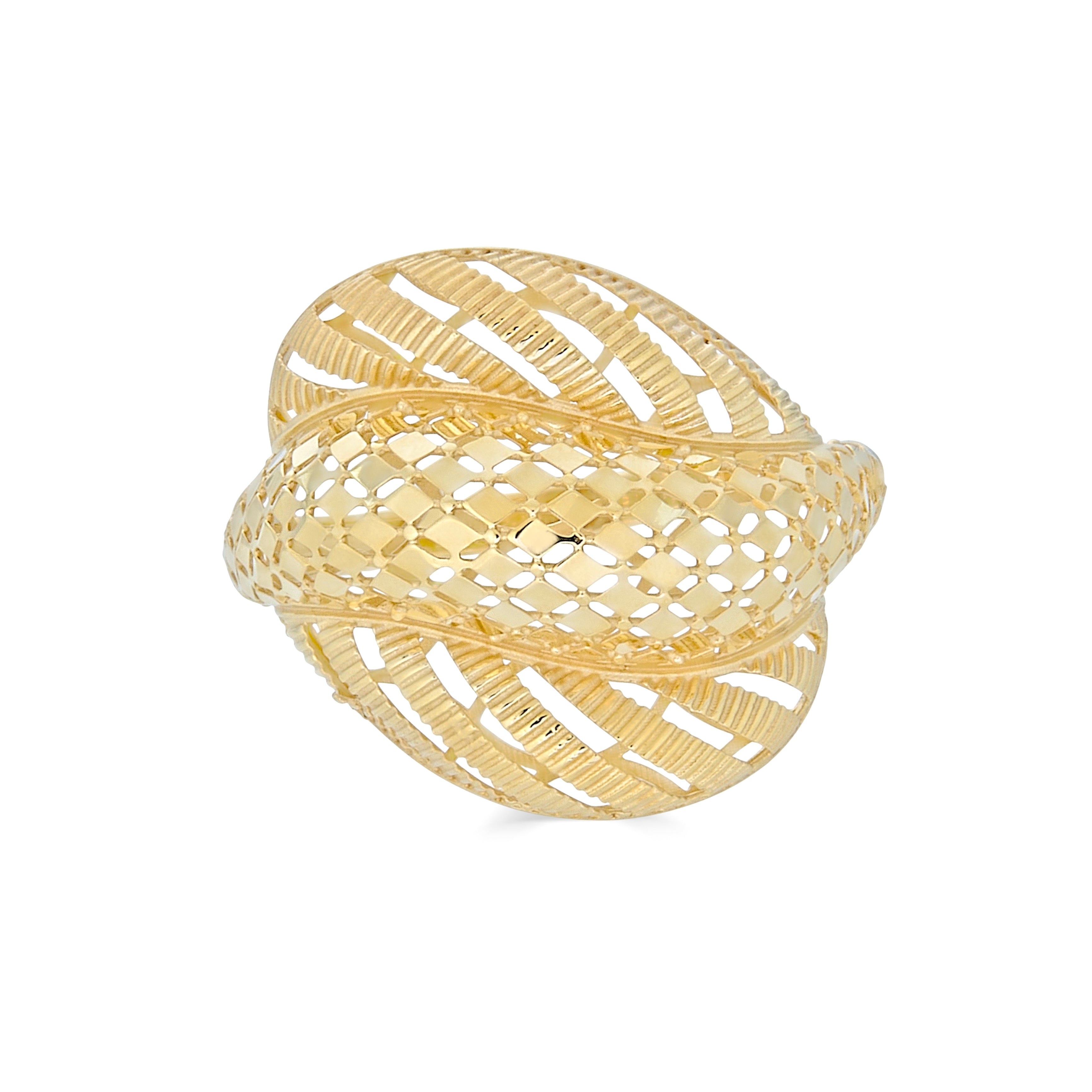14k yellow gold filigree twist statement ring