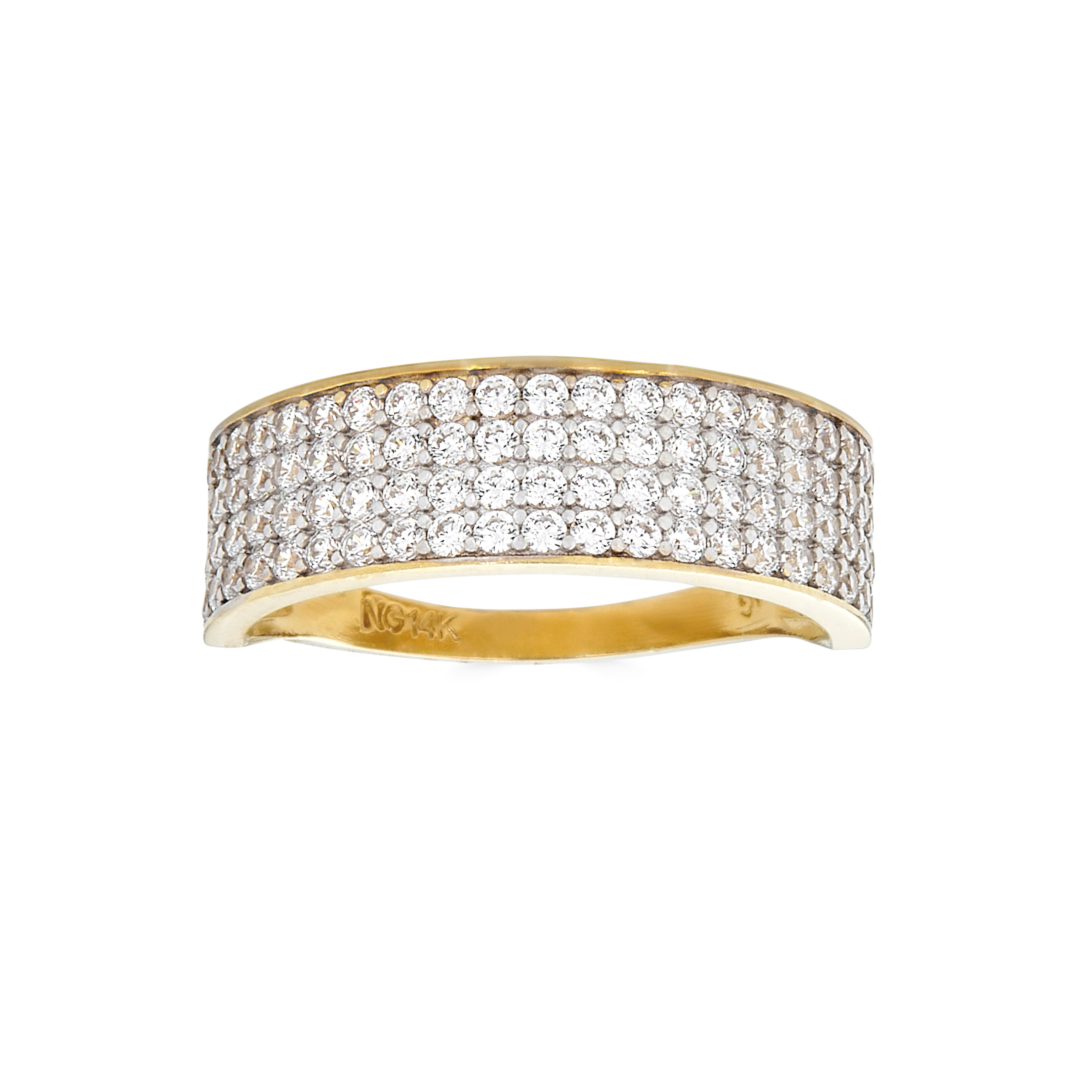 Anillo de oro amarillo de 14 quilates con pavé de circonitas