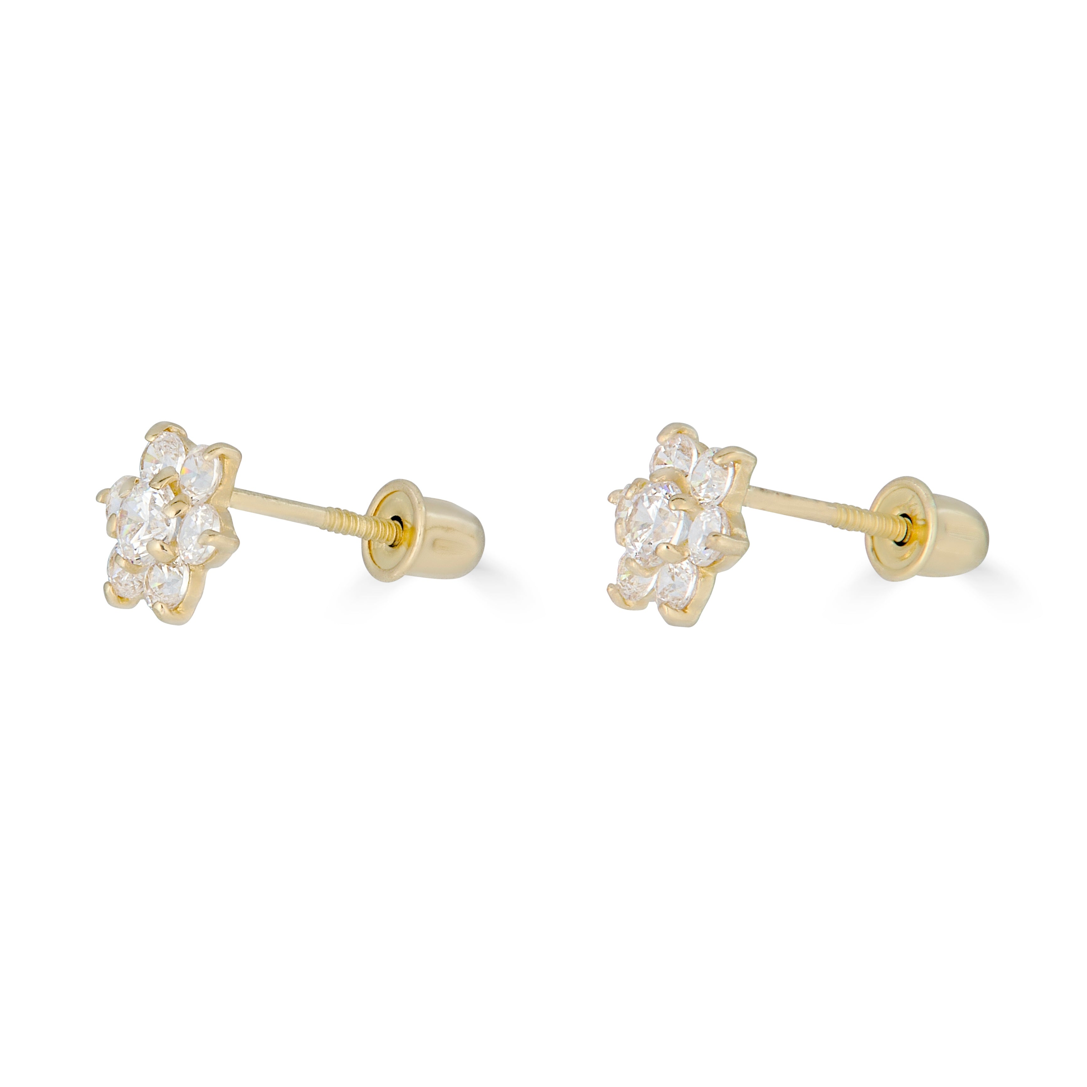 14k yellow gold floral earrings with c.z.