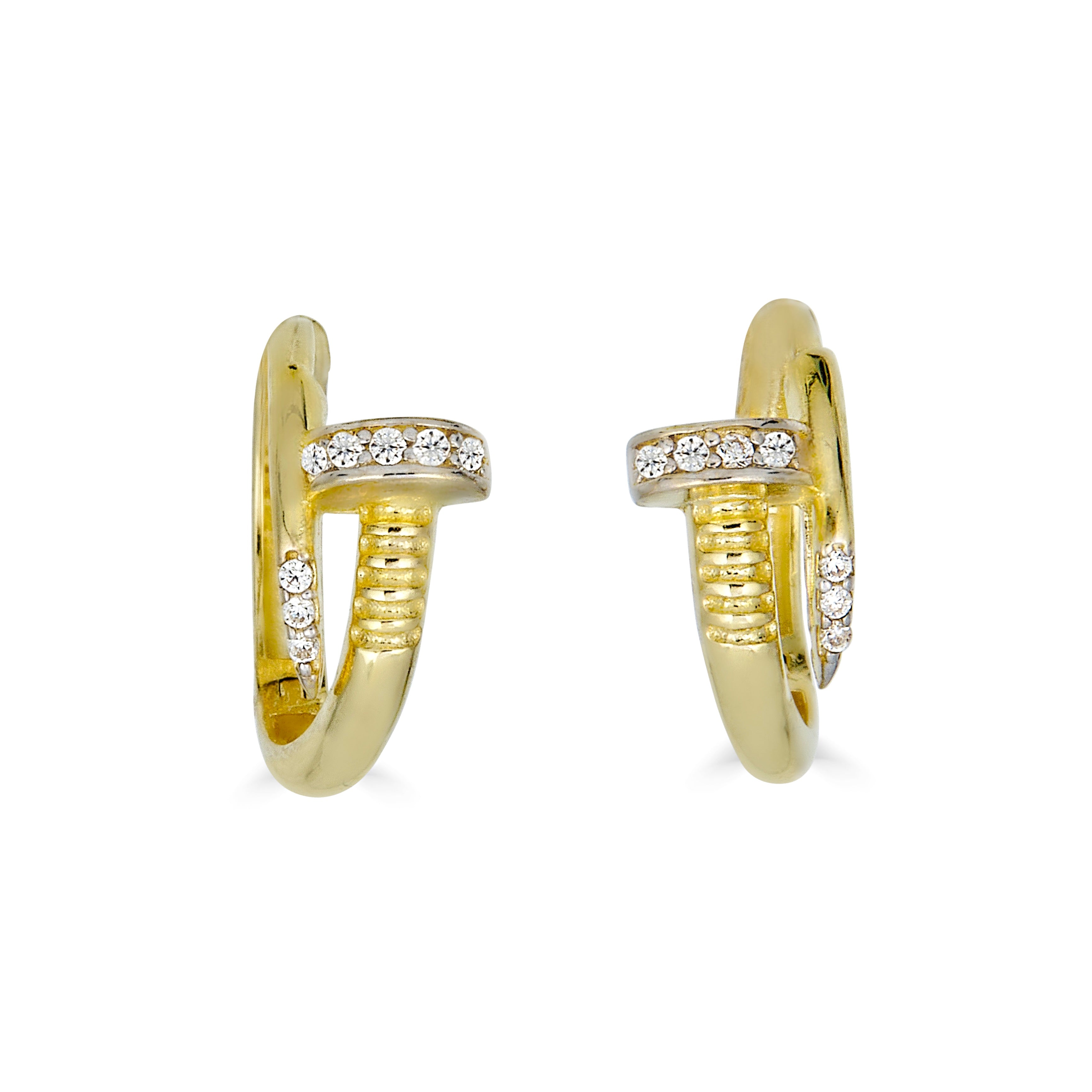 14K Yellow Gold Nail Hoop Earrings