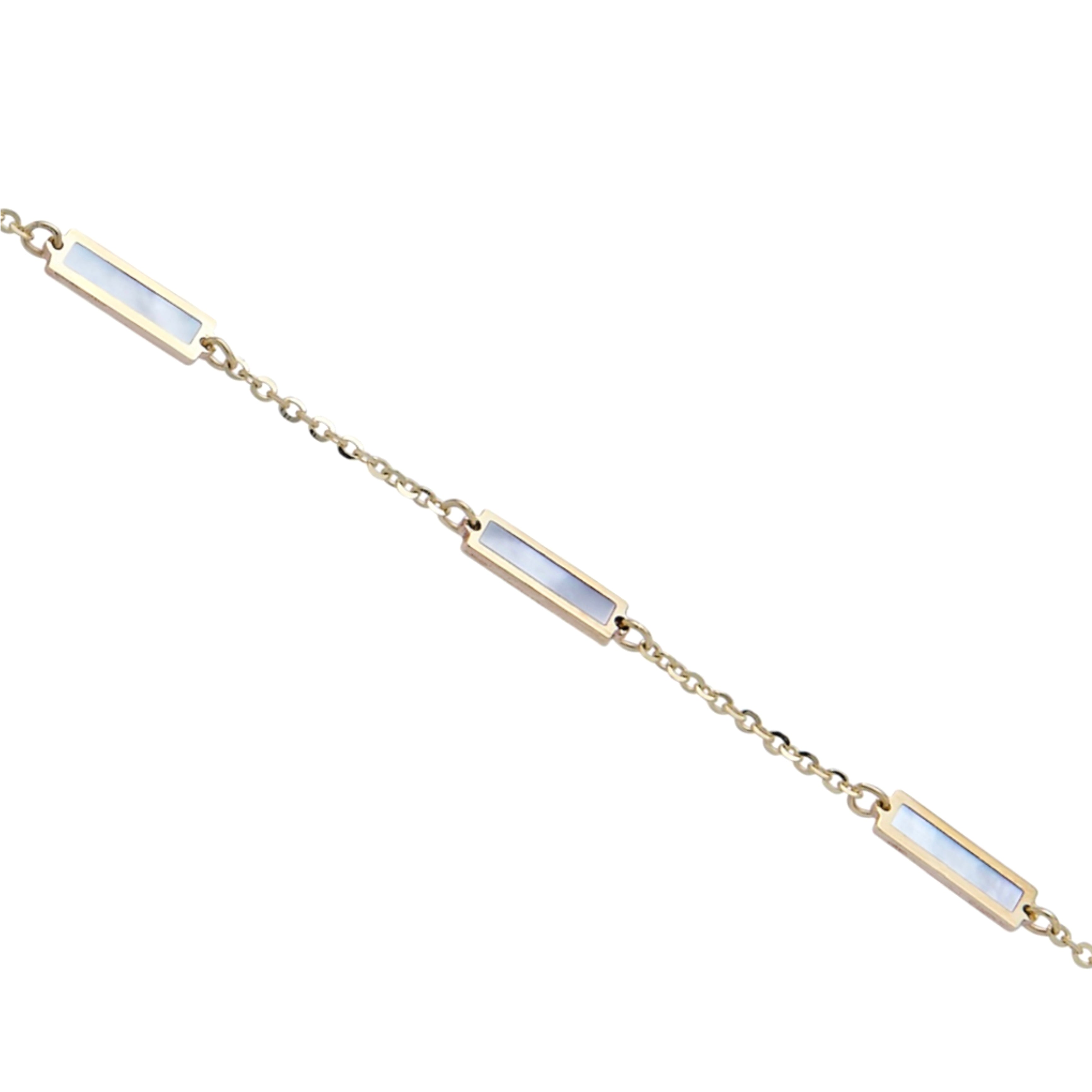 14k yellow Gold and mother of pearl station bar bracelet - made in Italy