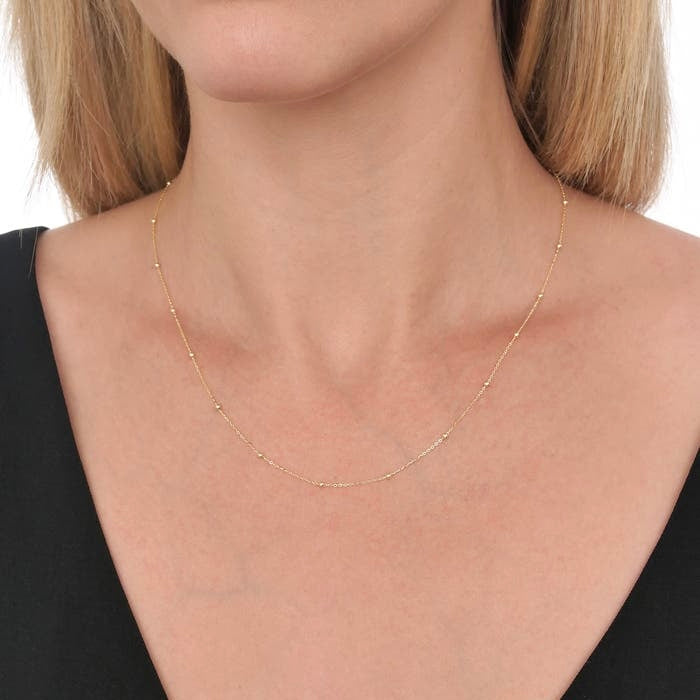 14k yellow gold beaded link necklace