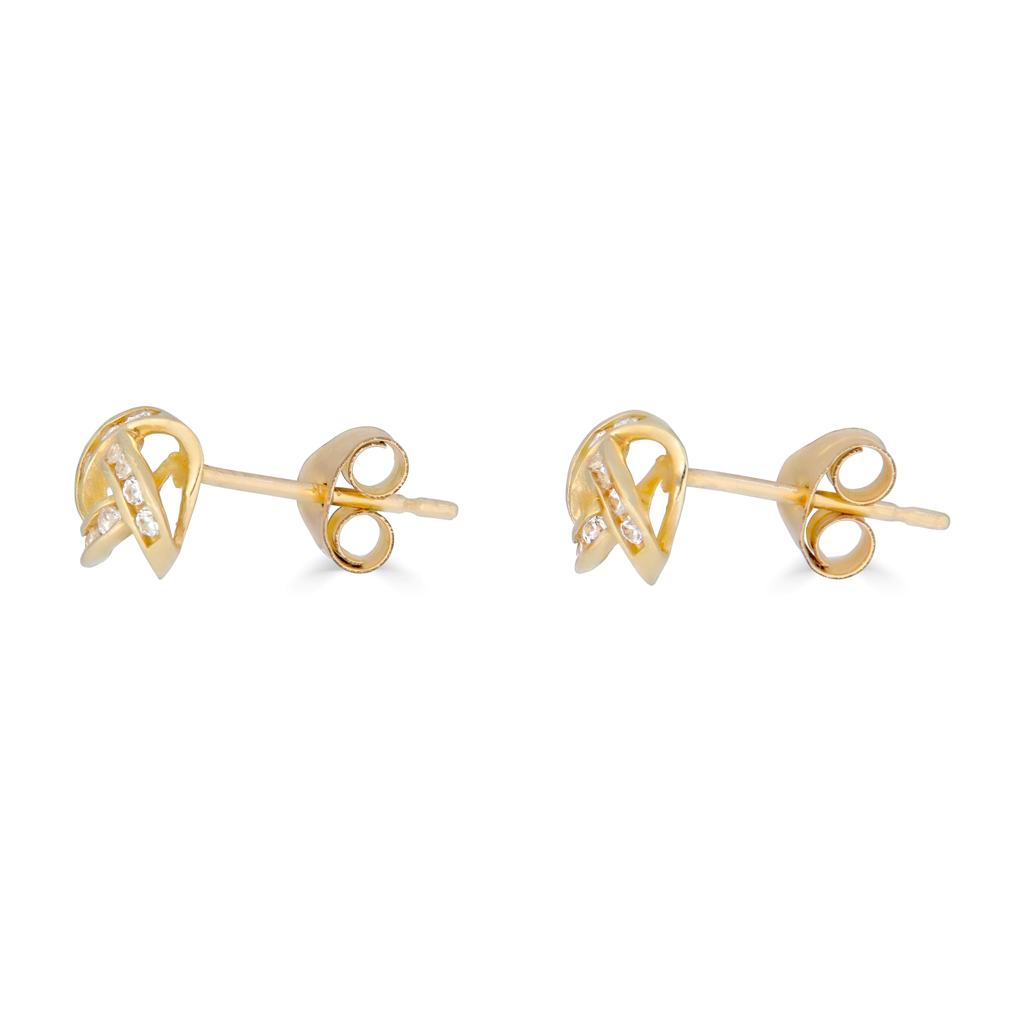 14k yellow gold knot earrings with c.z.