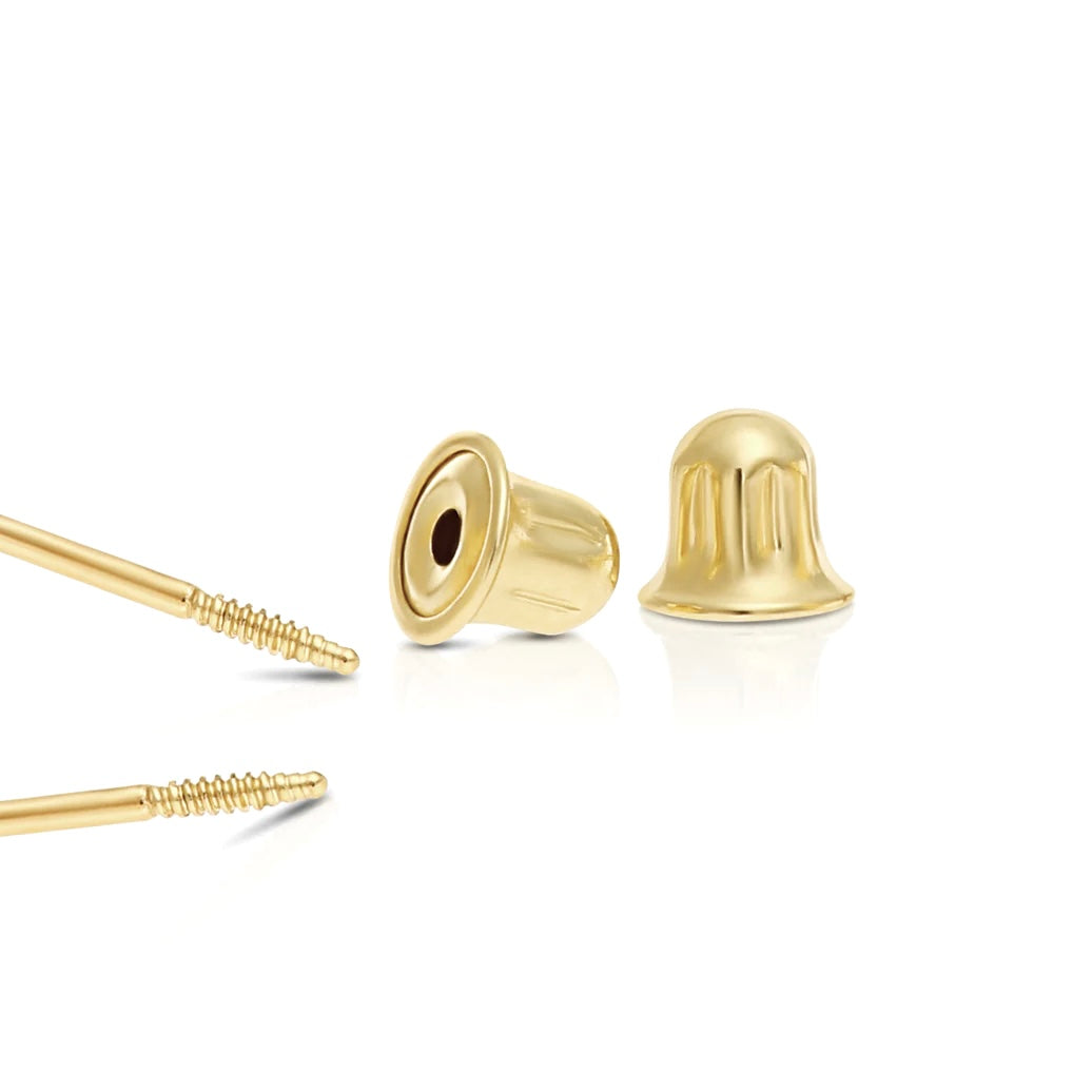 14k yellow gold Flower shaped earrings with engraved details