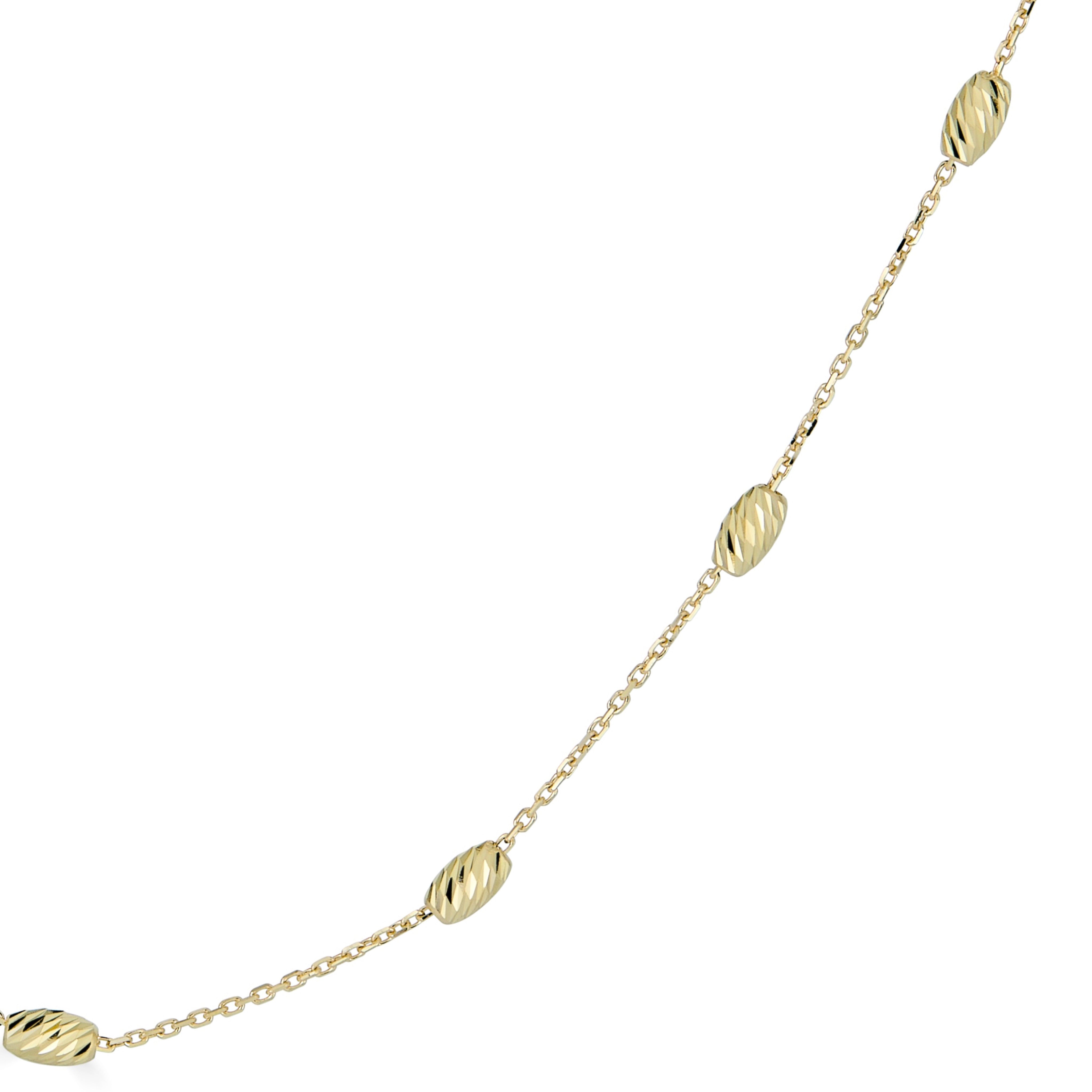 14k yellow gold chain with sculpted oval beads necklace