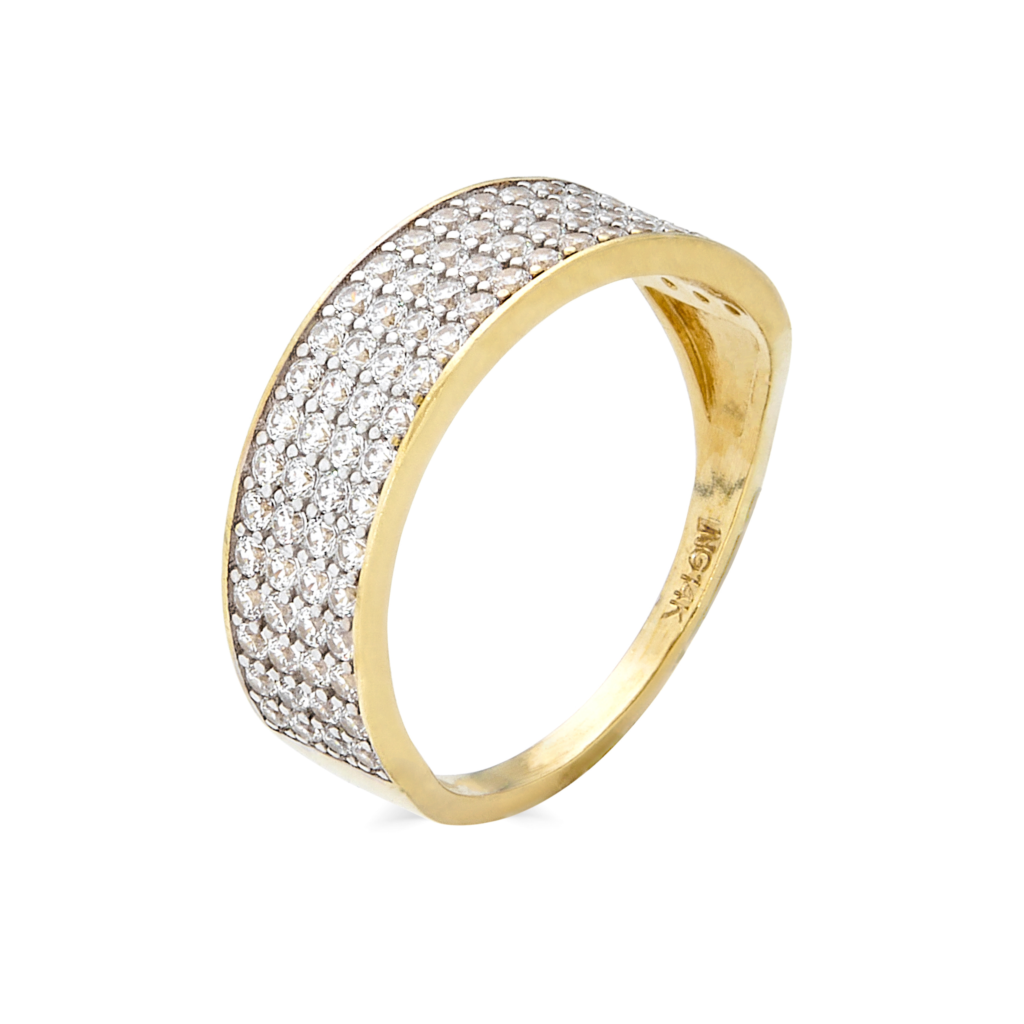Anillo de oro amarillo de 14 quilates con pavé de circonitas