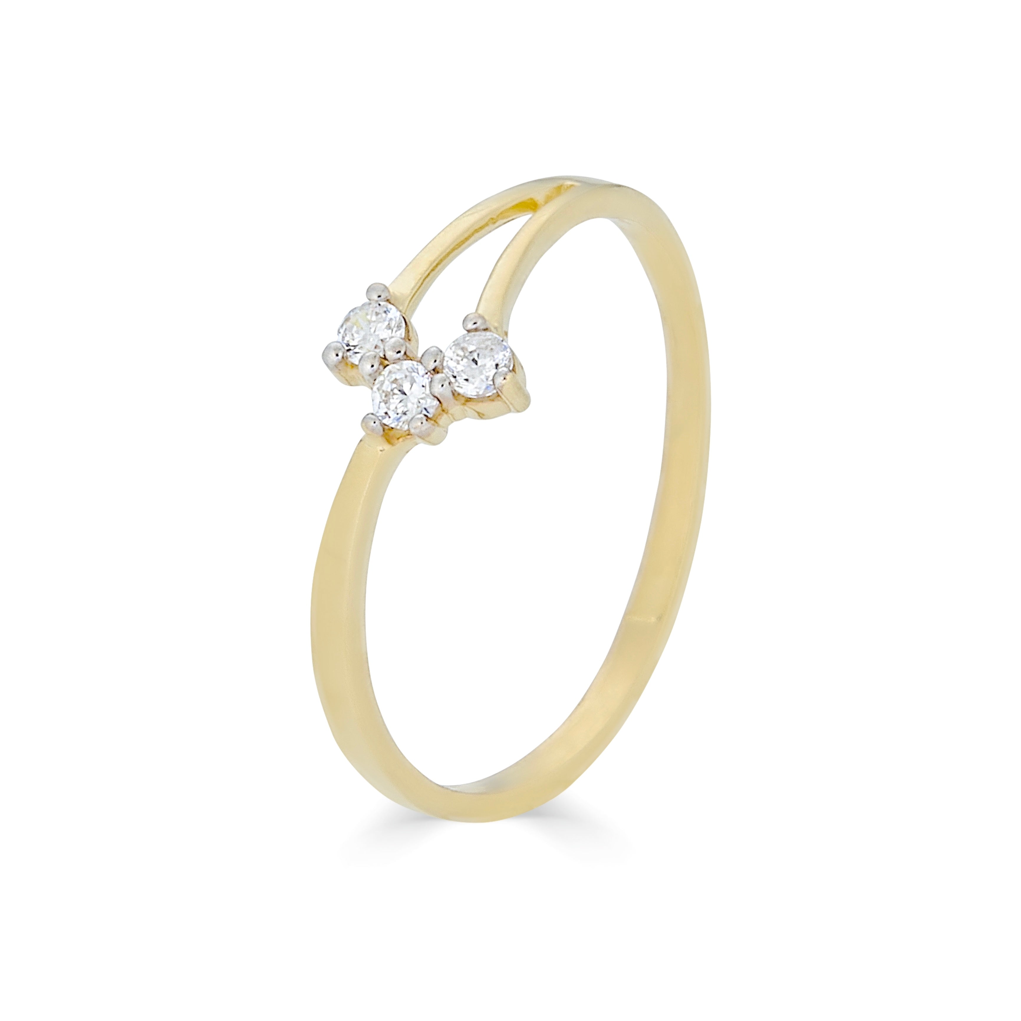14k yellow gold ring with three C.Z.
