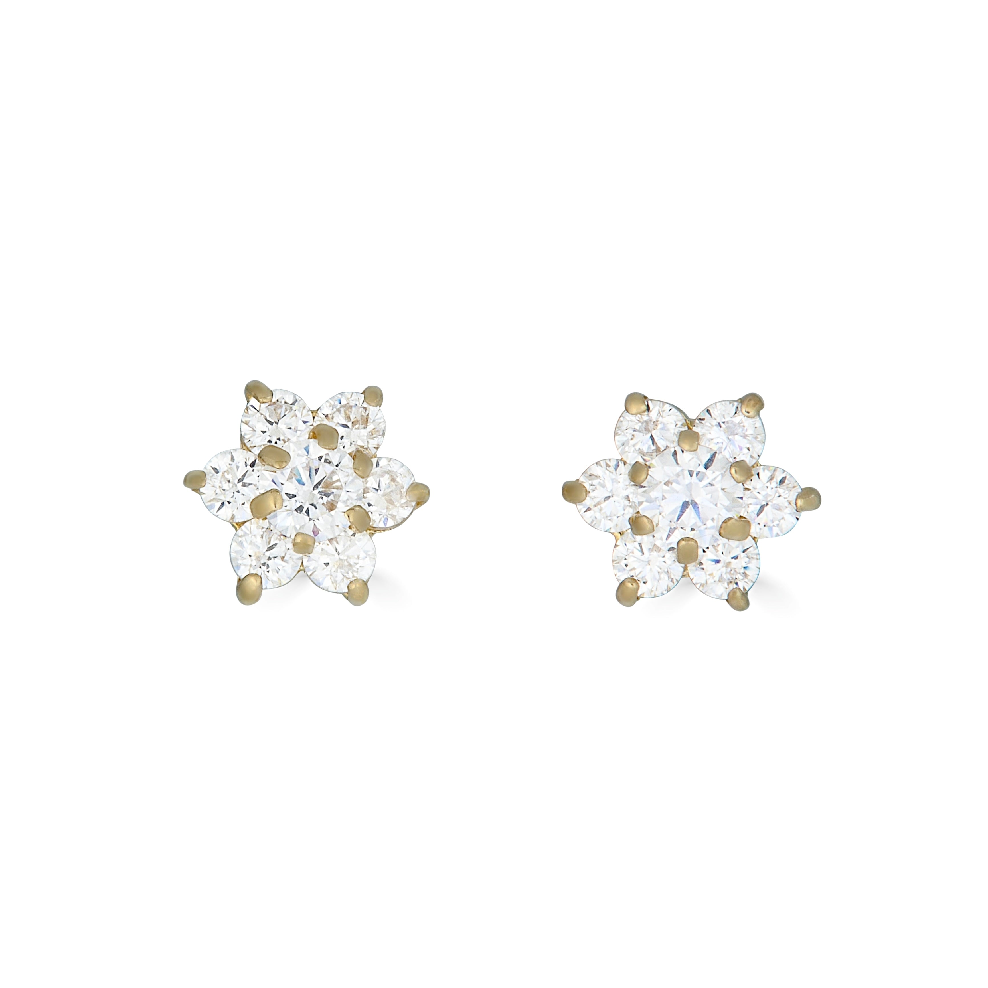 14k yellow gold floral earrings with c.z.