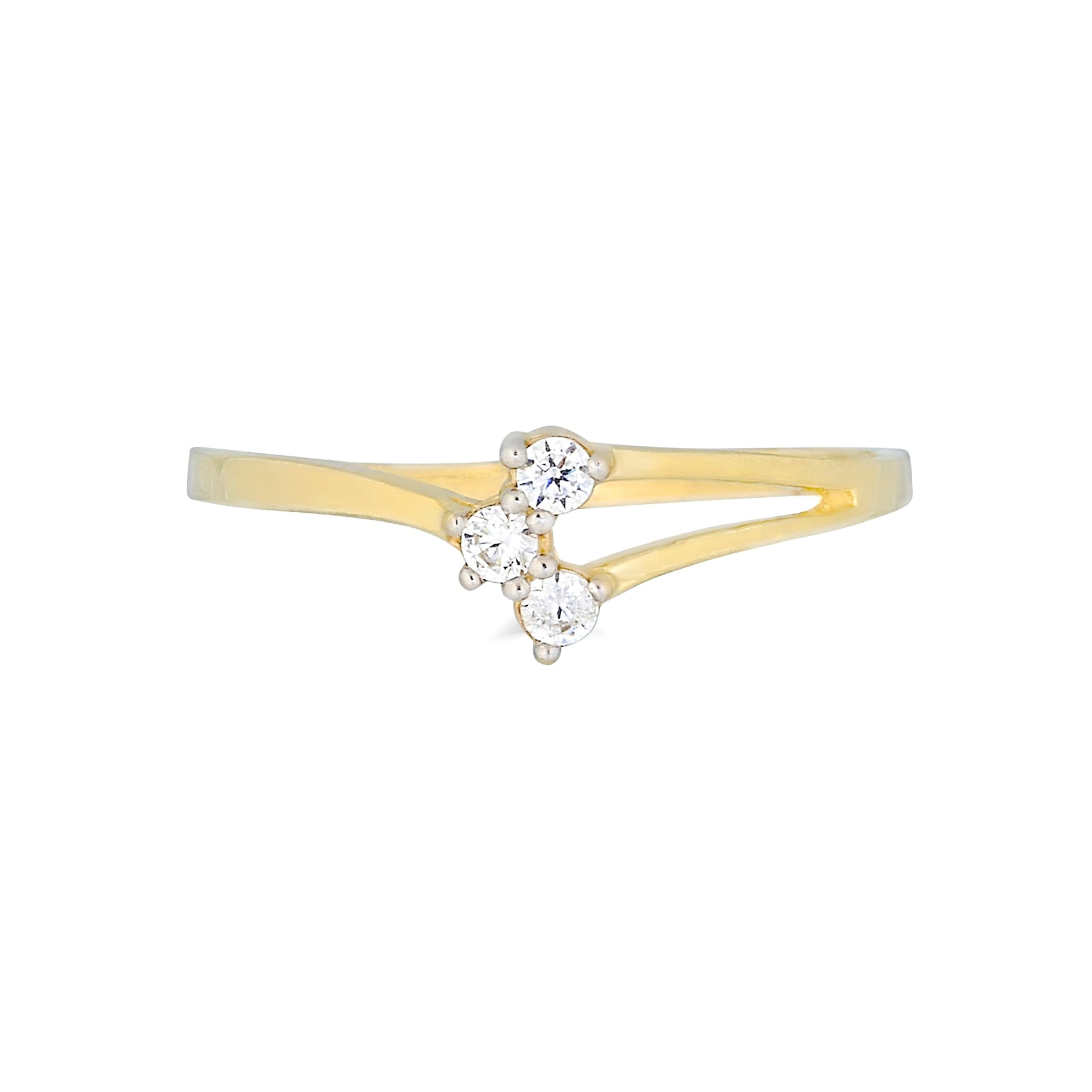 14k yellow gold ring with three C.Z.