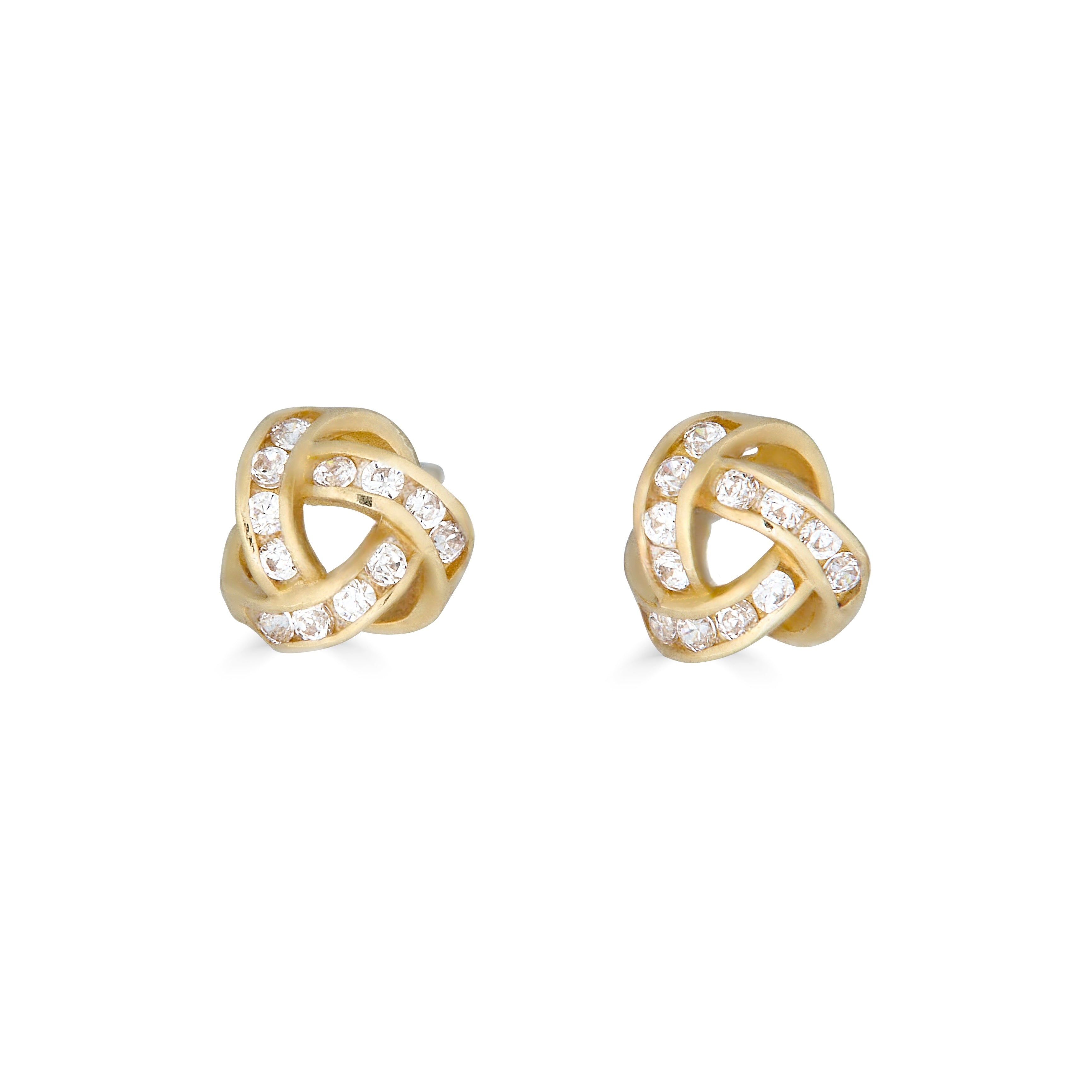 14k yellow gold knot earrings with c.z.