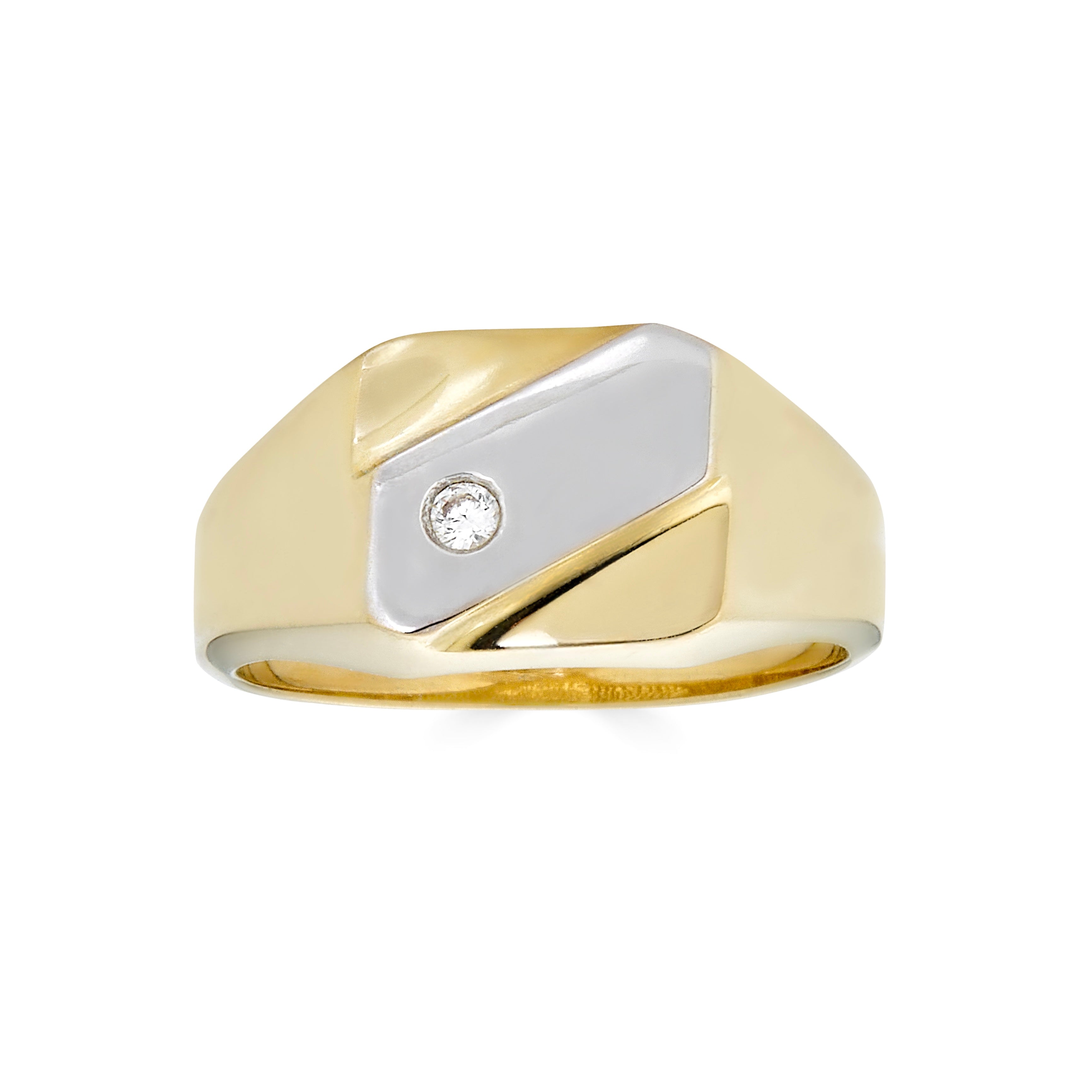 14K Two-Tone Gold Ring with CZ Accent