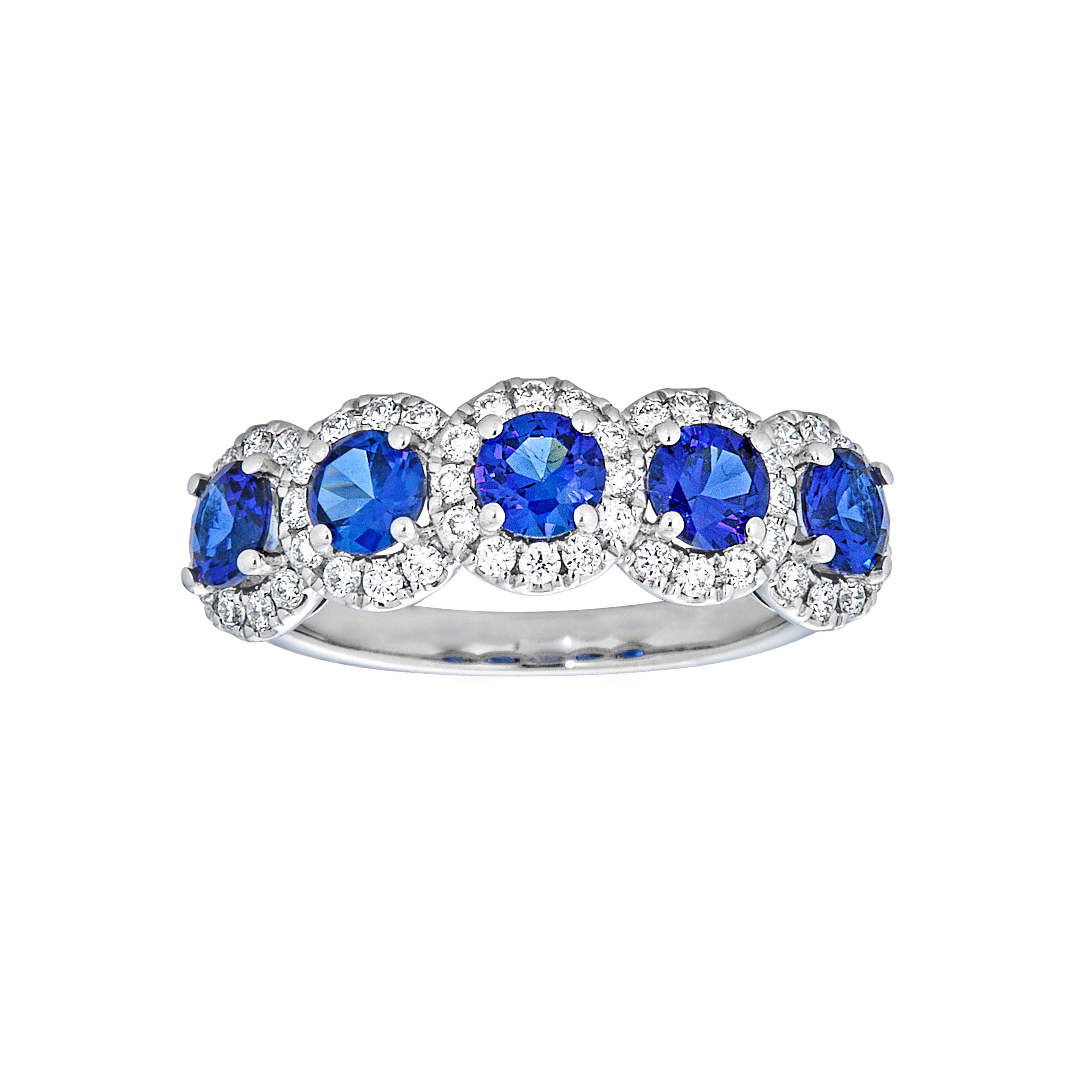1.50 C.T. Natural Sapphire Ring And 1.00 C.T. Natural Diamond In 18K White Gold