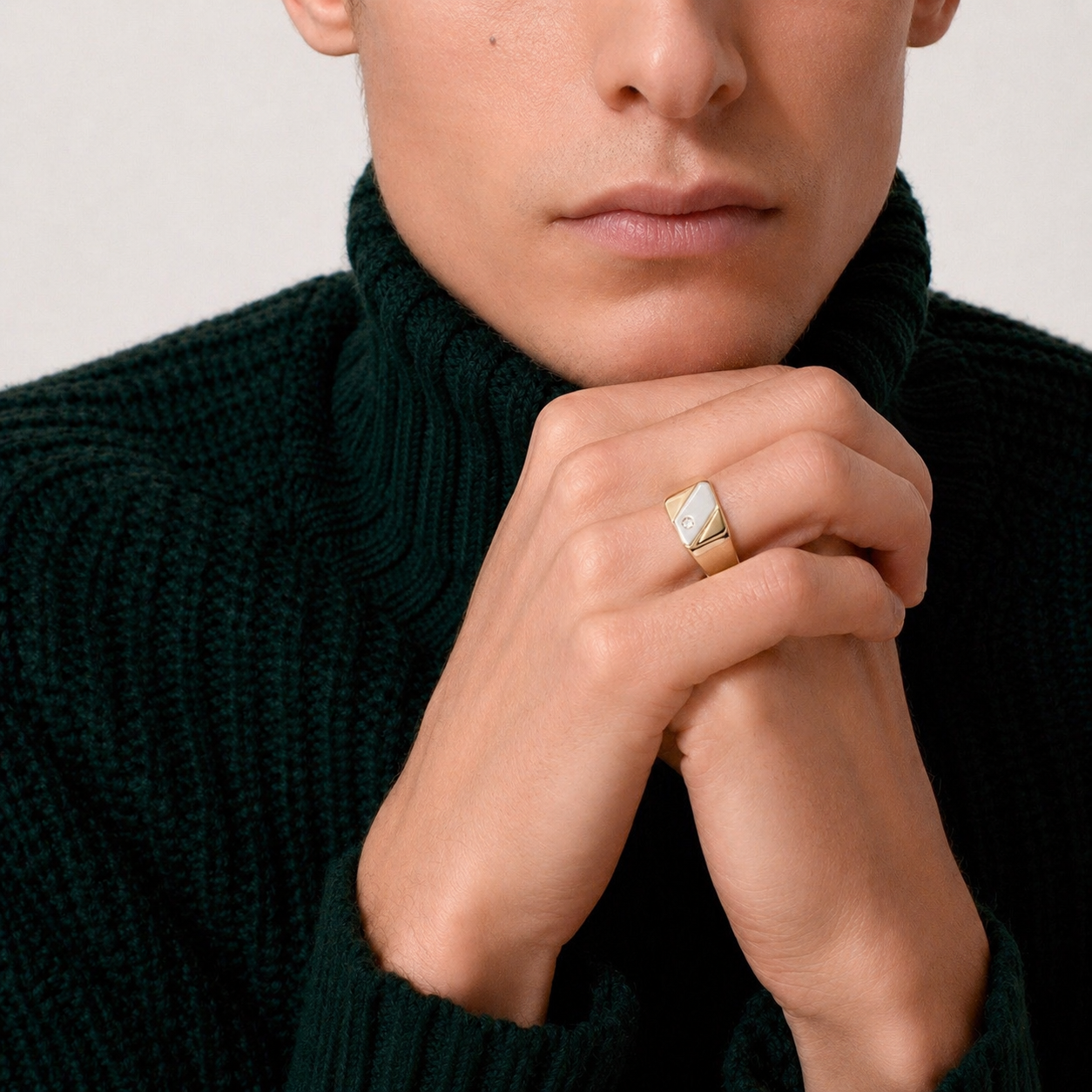 14K Two-Tone Gold Ring with CZ Accent