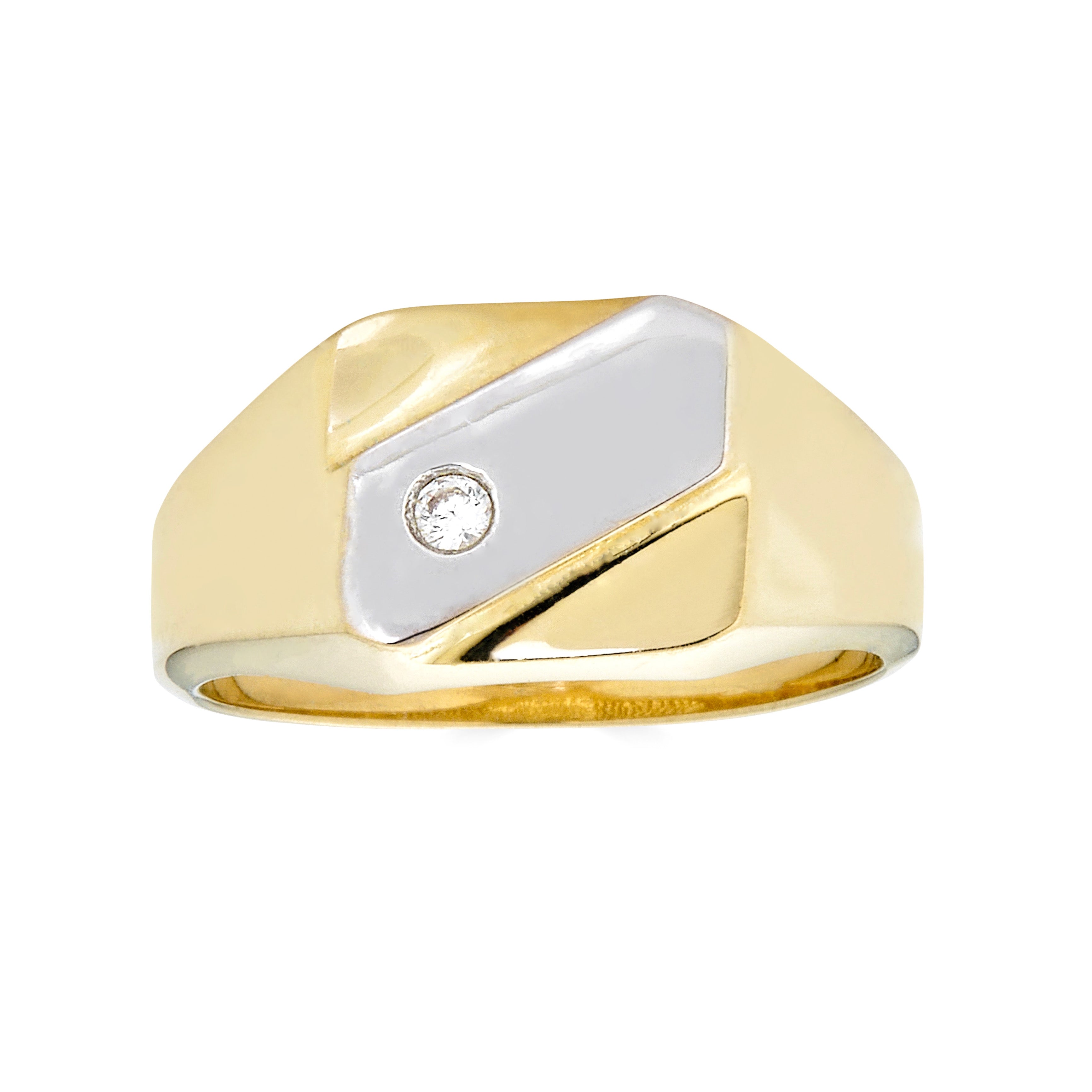 14K Two-Tone Gold Ring with CZ Accent