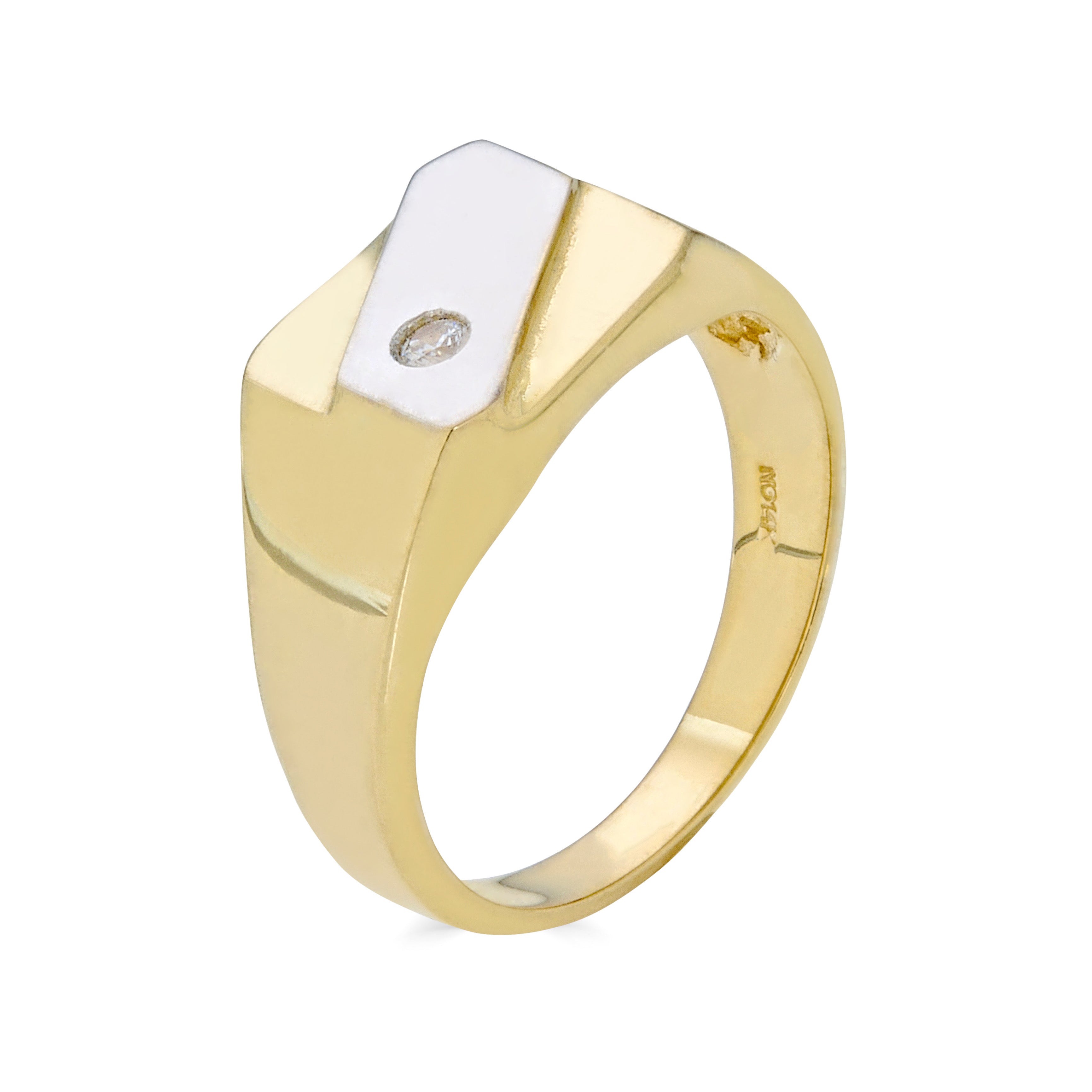 14K Two-Tone Gold Ring with CZ Accent