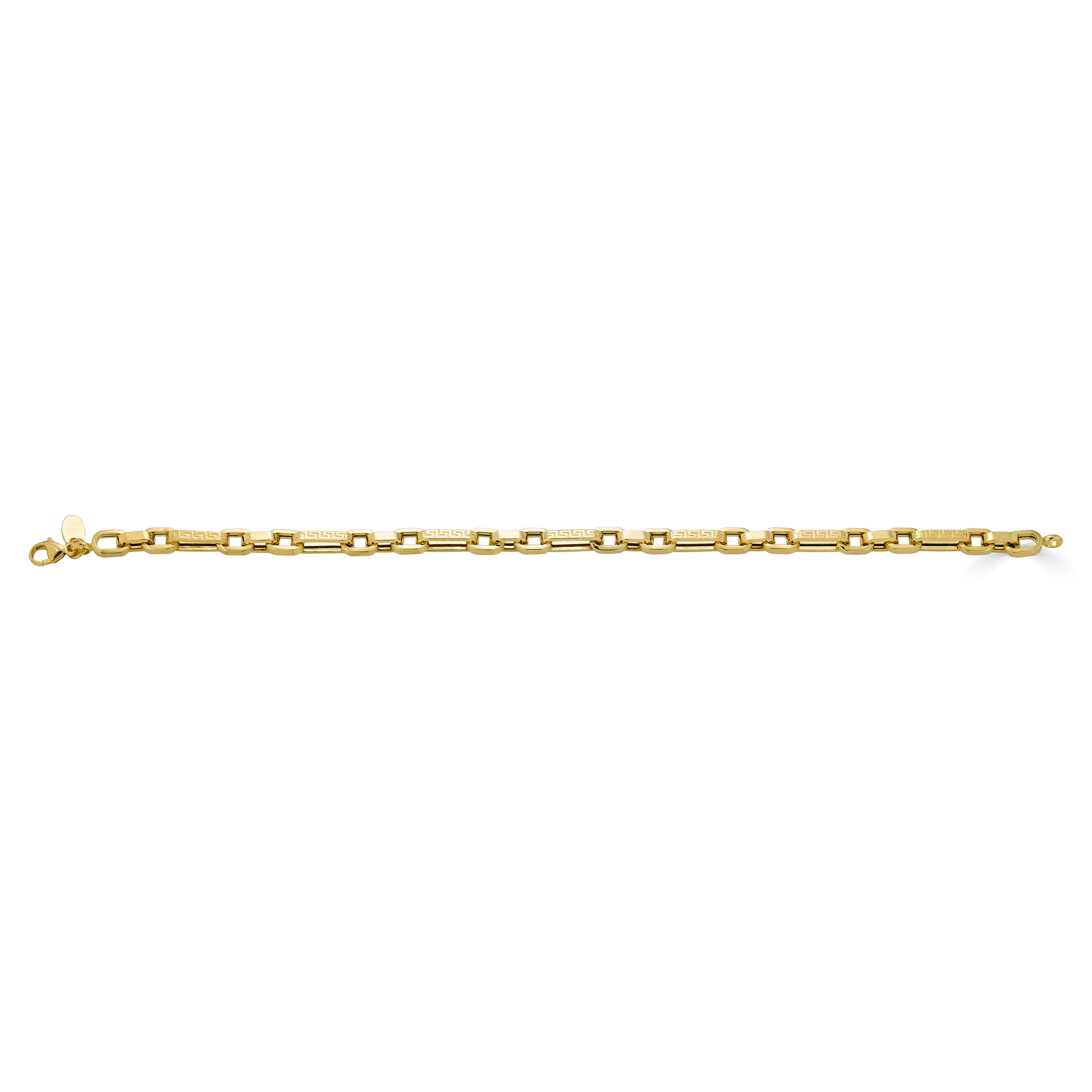 14K Yellow Gold Alternative Paper Clip Greca Design Bracelet