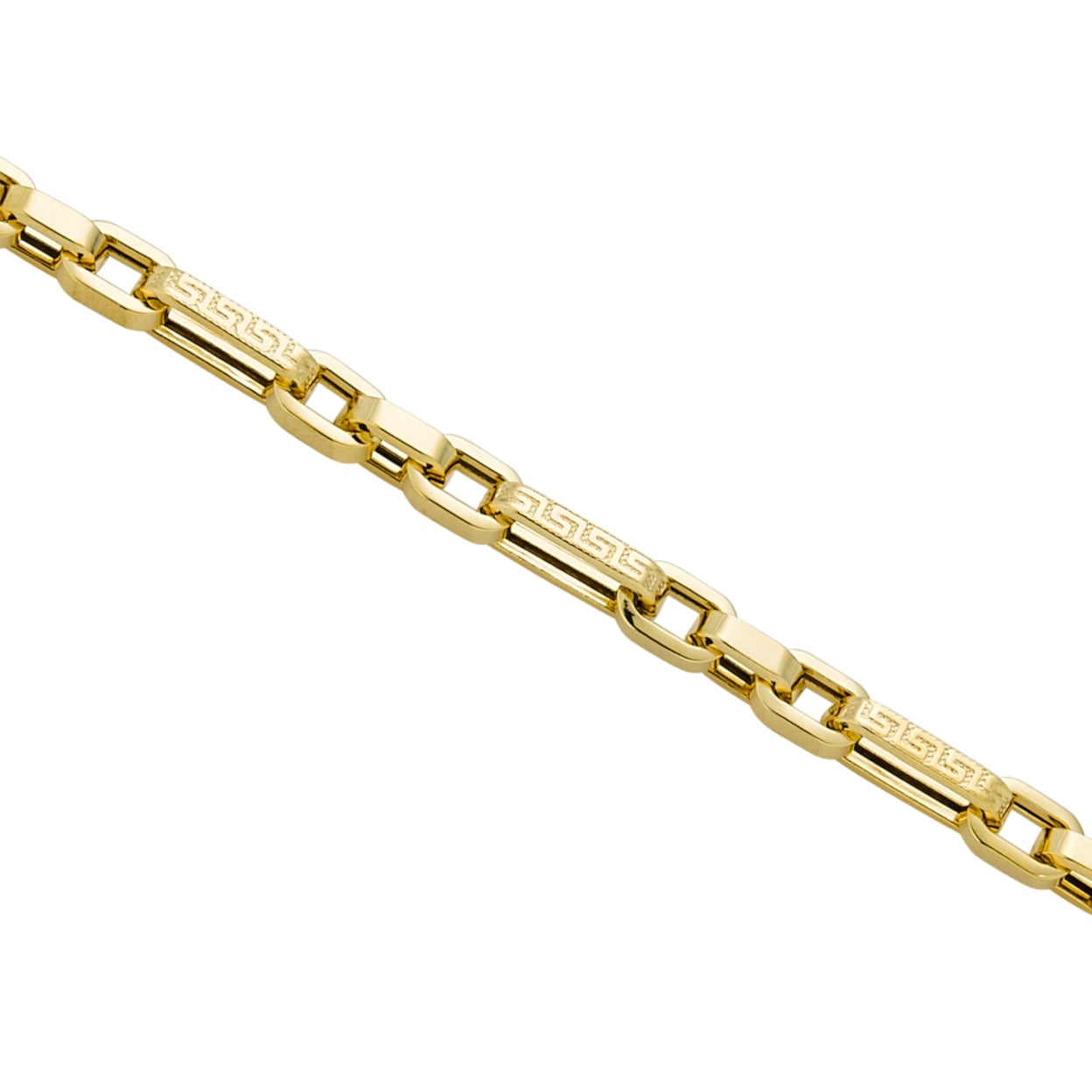 14K Yellow Gold Alternative Paper Clip Greca Design Bracelet