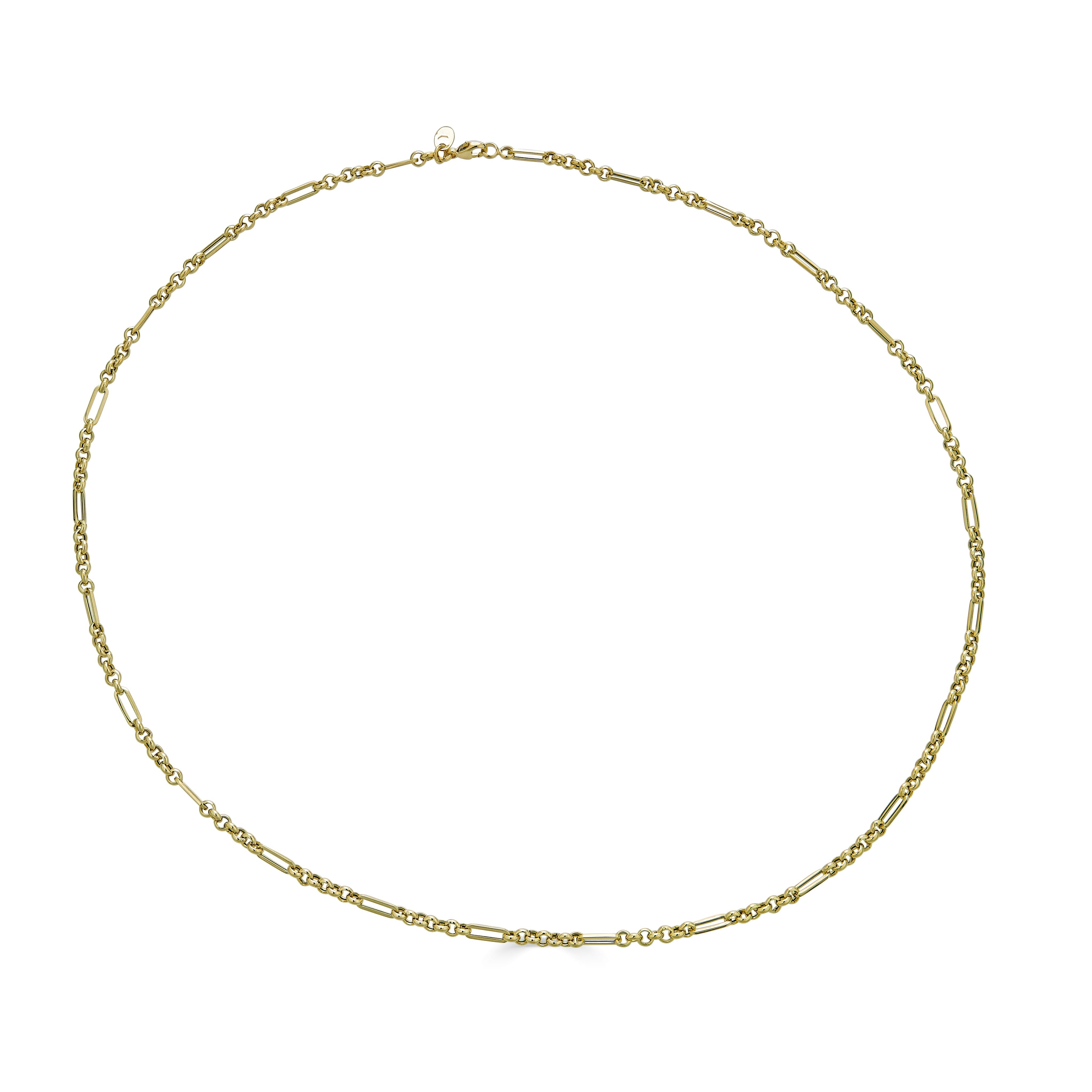 14K Yellow Gold Cable-Link and Paper Clip Link Necklace