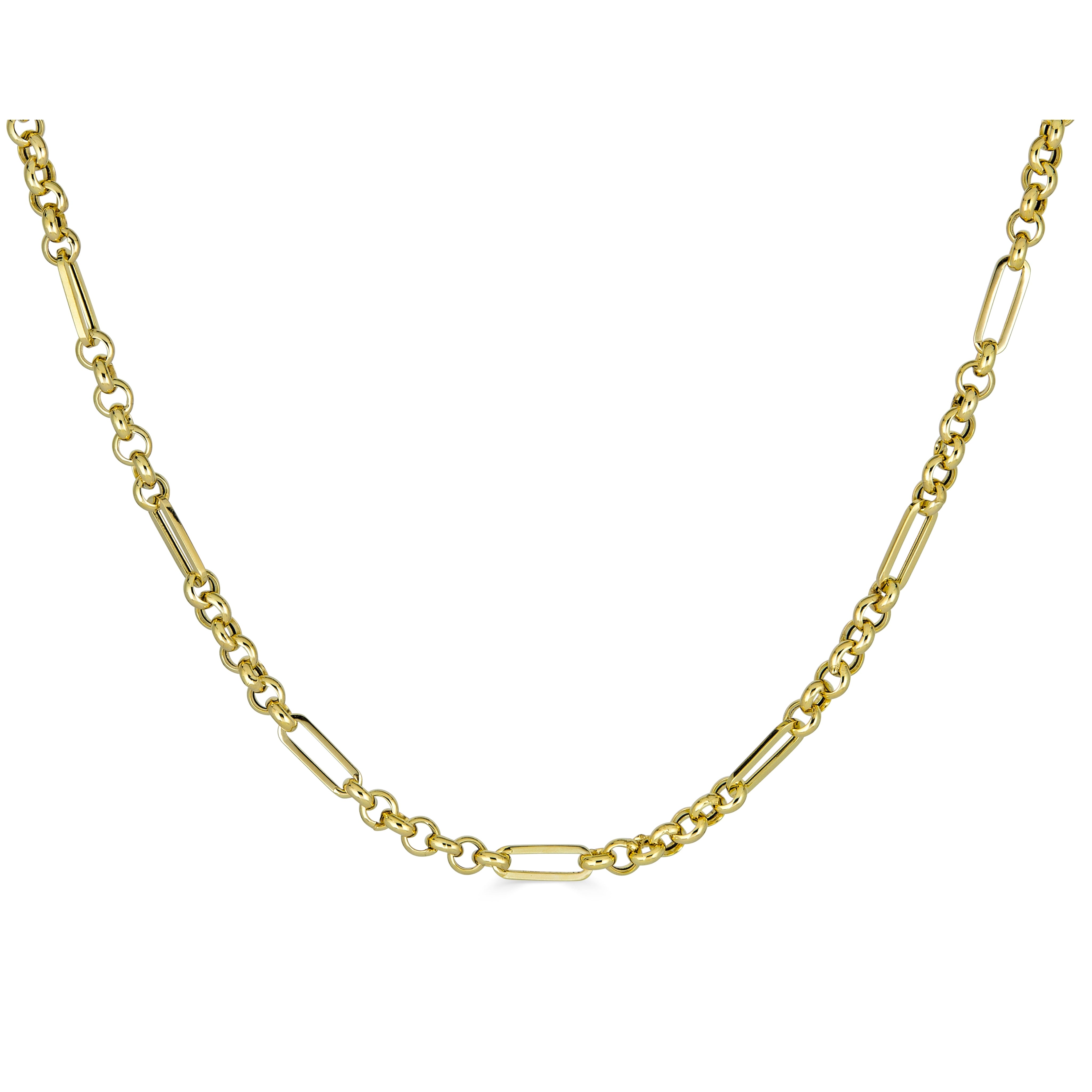 14K Yellow Gold Cable-Link and Paper Clip Link Necklace