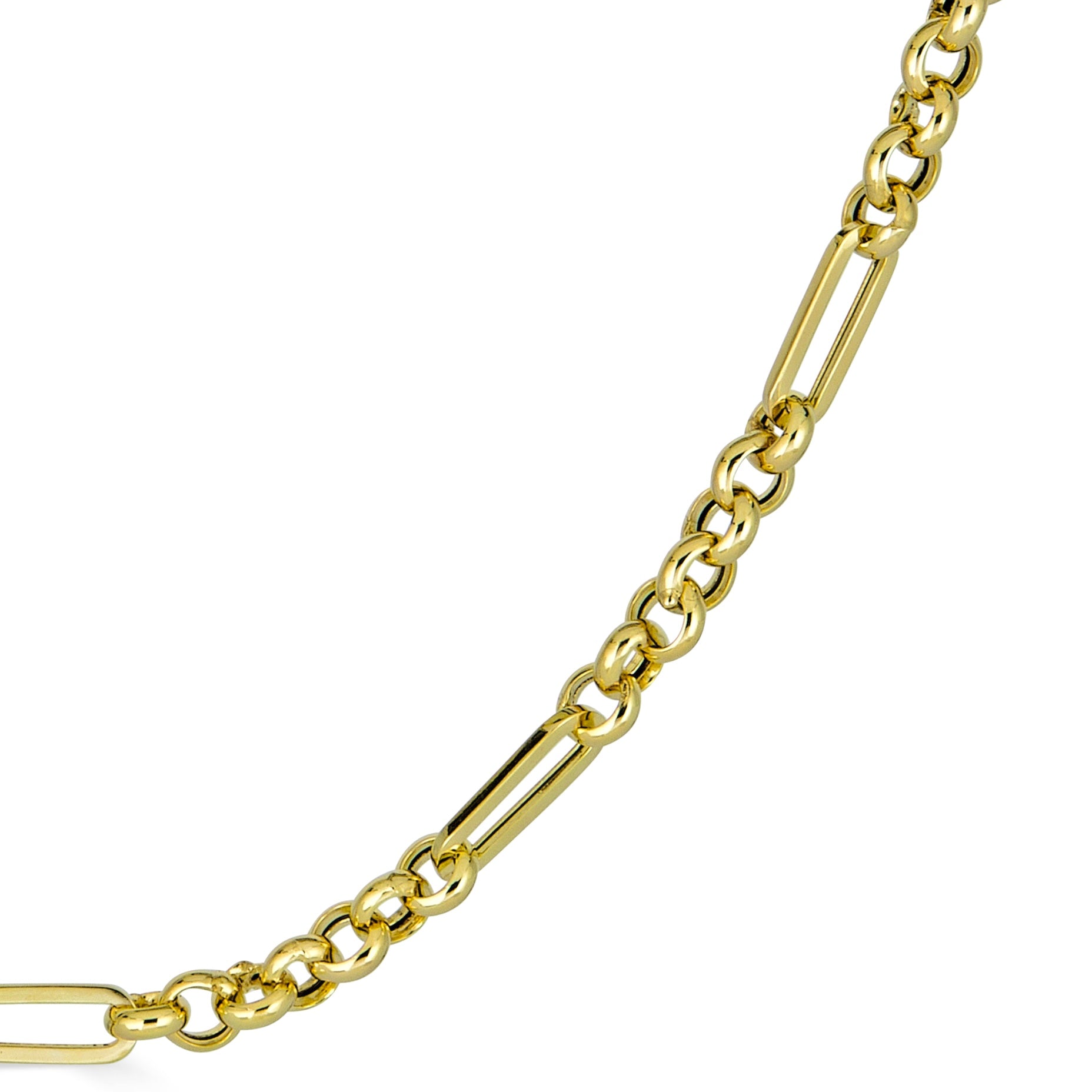 14K Yellow Gold Cable-Link and Paper Clip Link Necklace