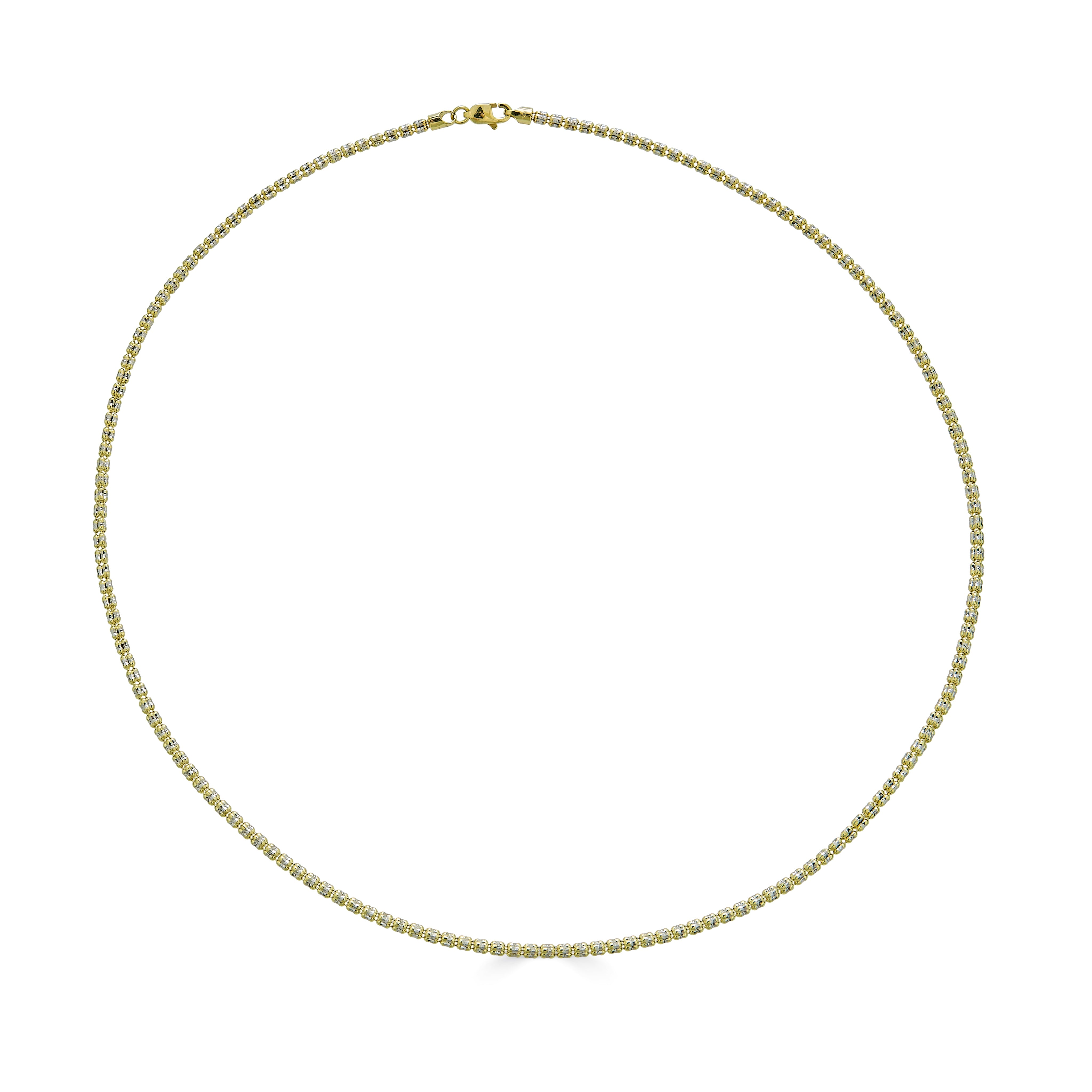 Collar de cadena con talla de diamante en oro amarillo de 14 quilates