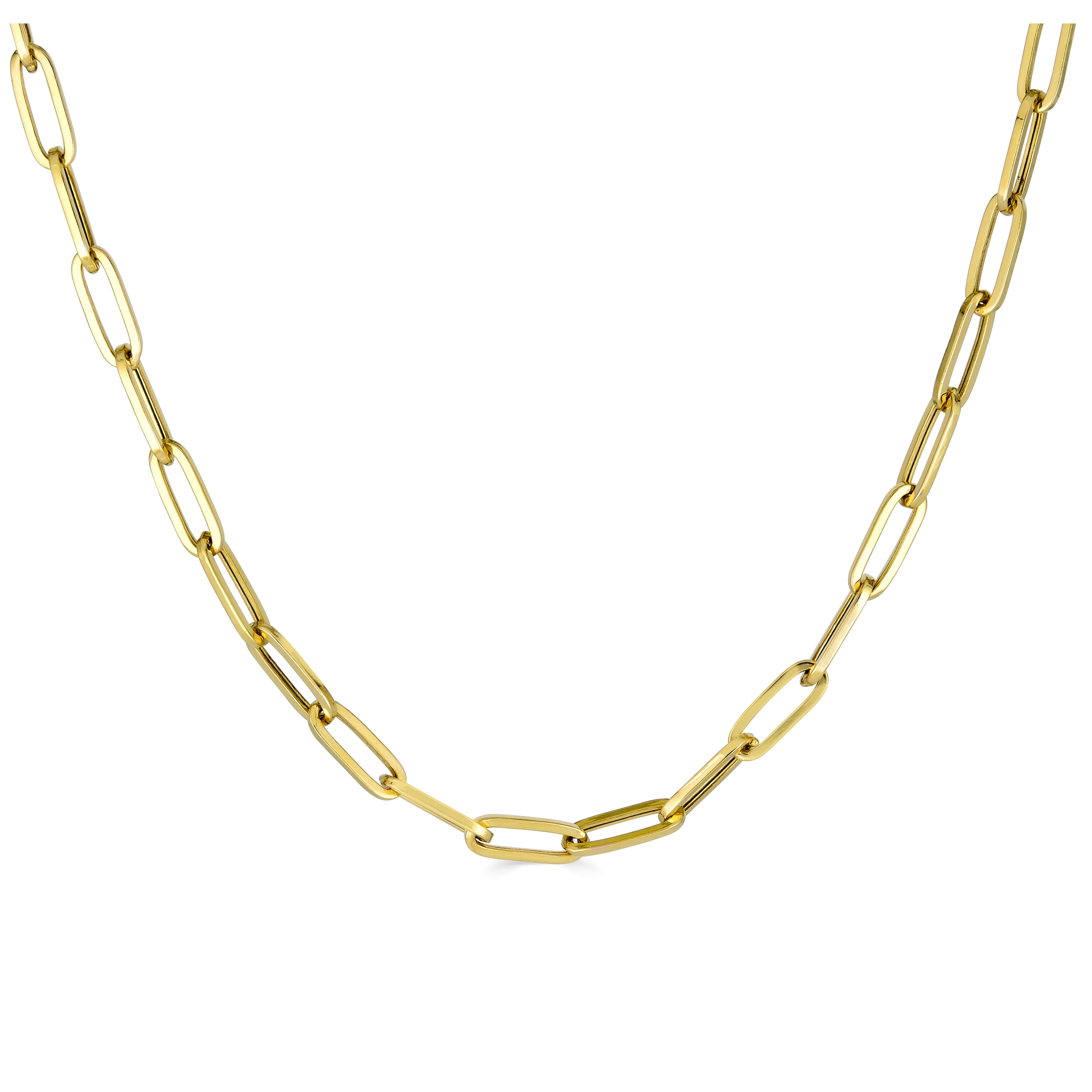 14K Yellow Gold Paper Clip Link Necklace