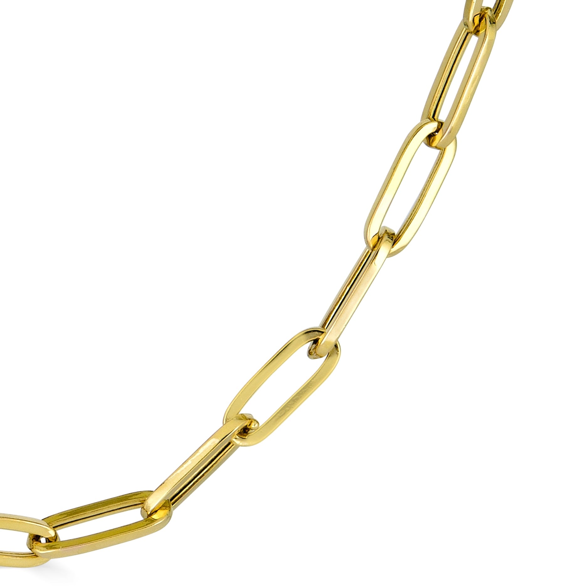 14K Yellow Gold Paper Clip Link Necklace