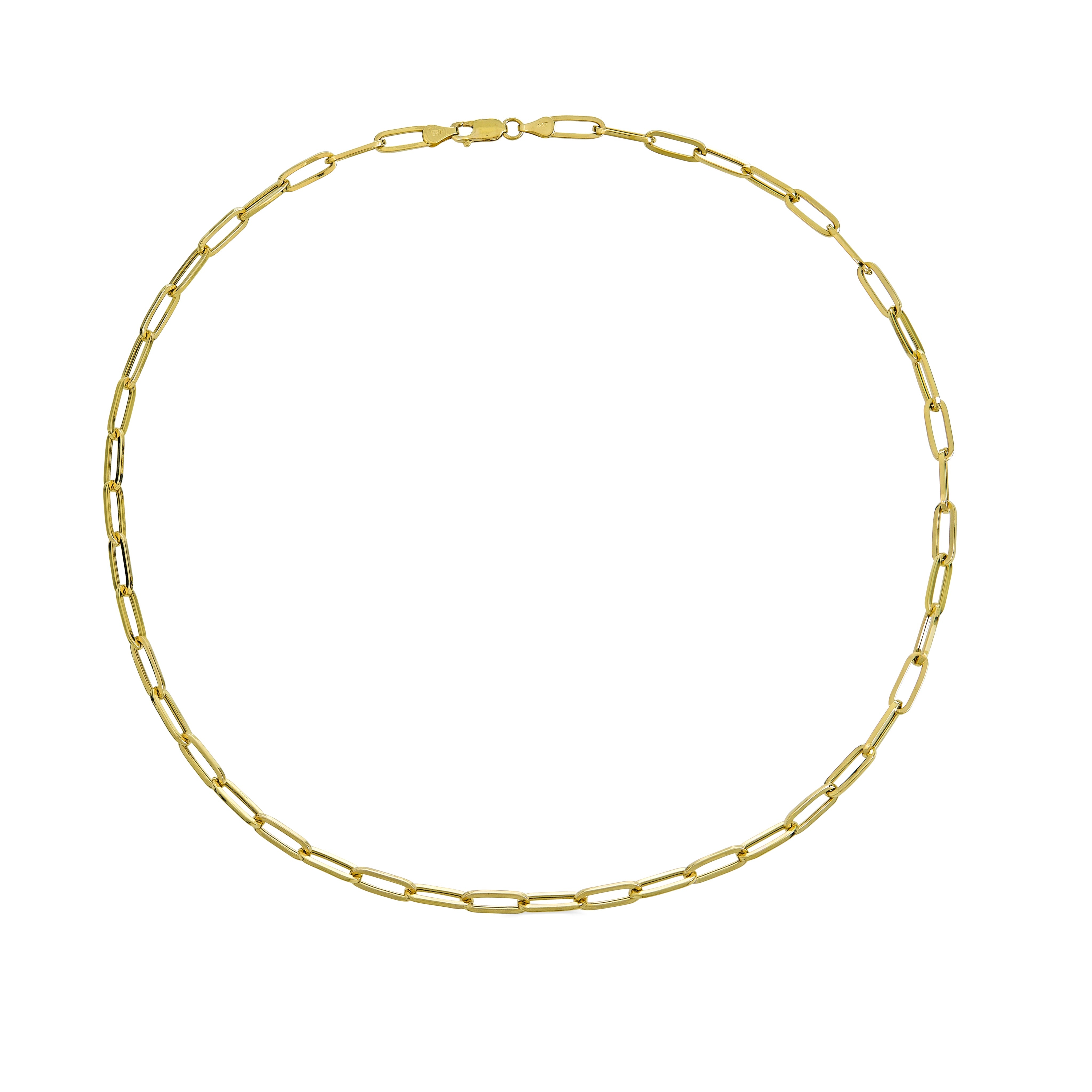 14K Yellow Gold Paper Clip Link Necklace