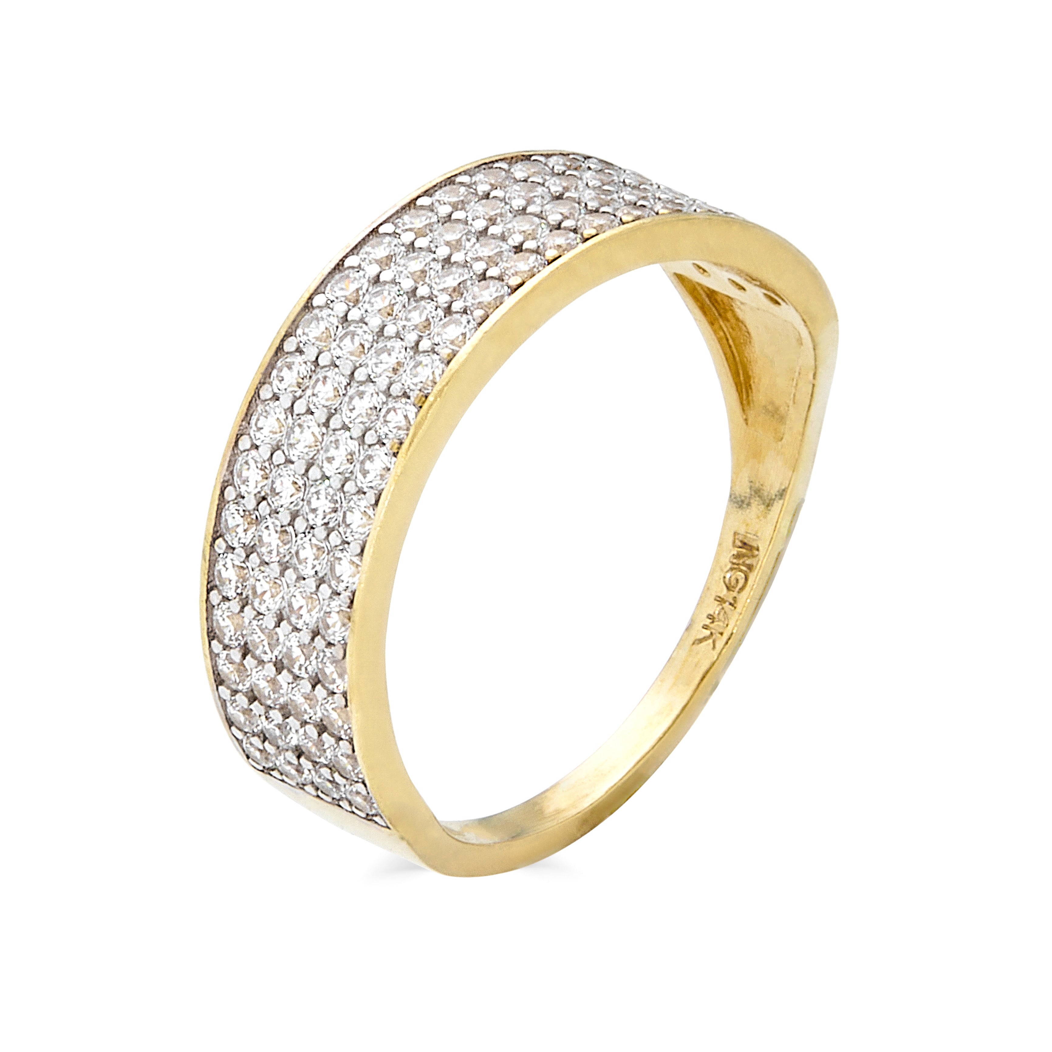 14K Yellow Gold Pave Ring With CZ Accent