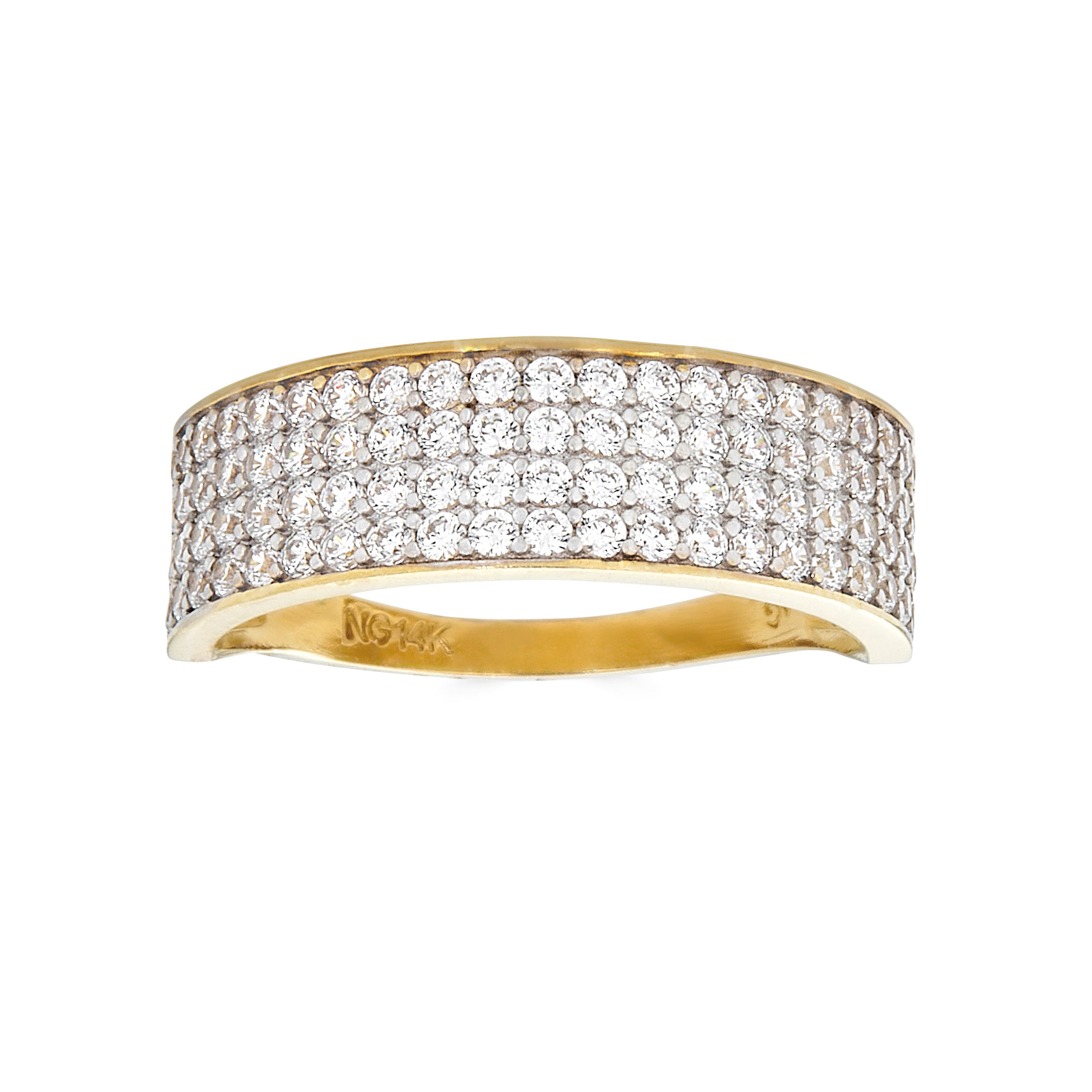 14K Yellow Gold Pave Ring Italian design Made in New York by Di Meco