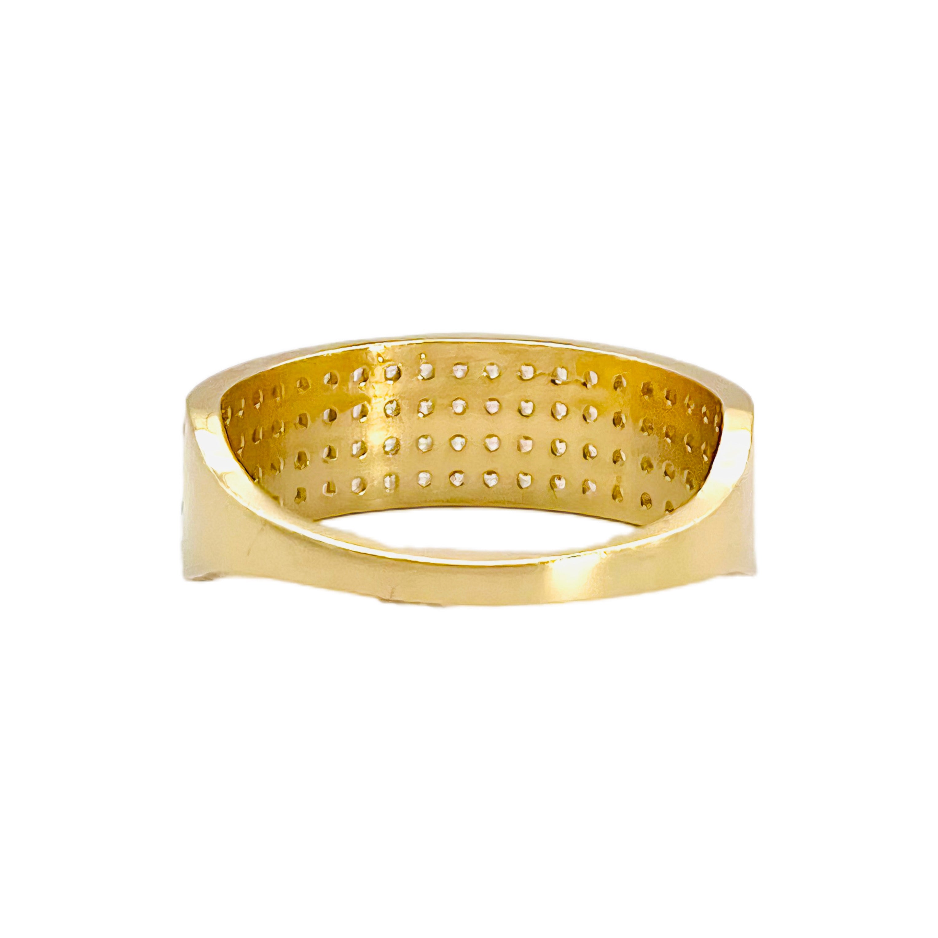 14K Yellow Gold Pave Ring With CZ Accent