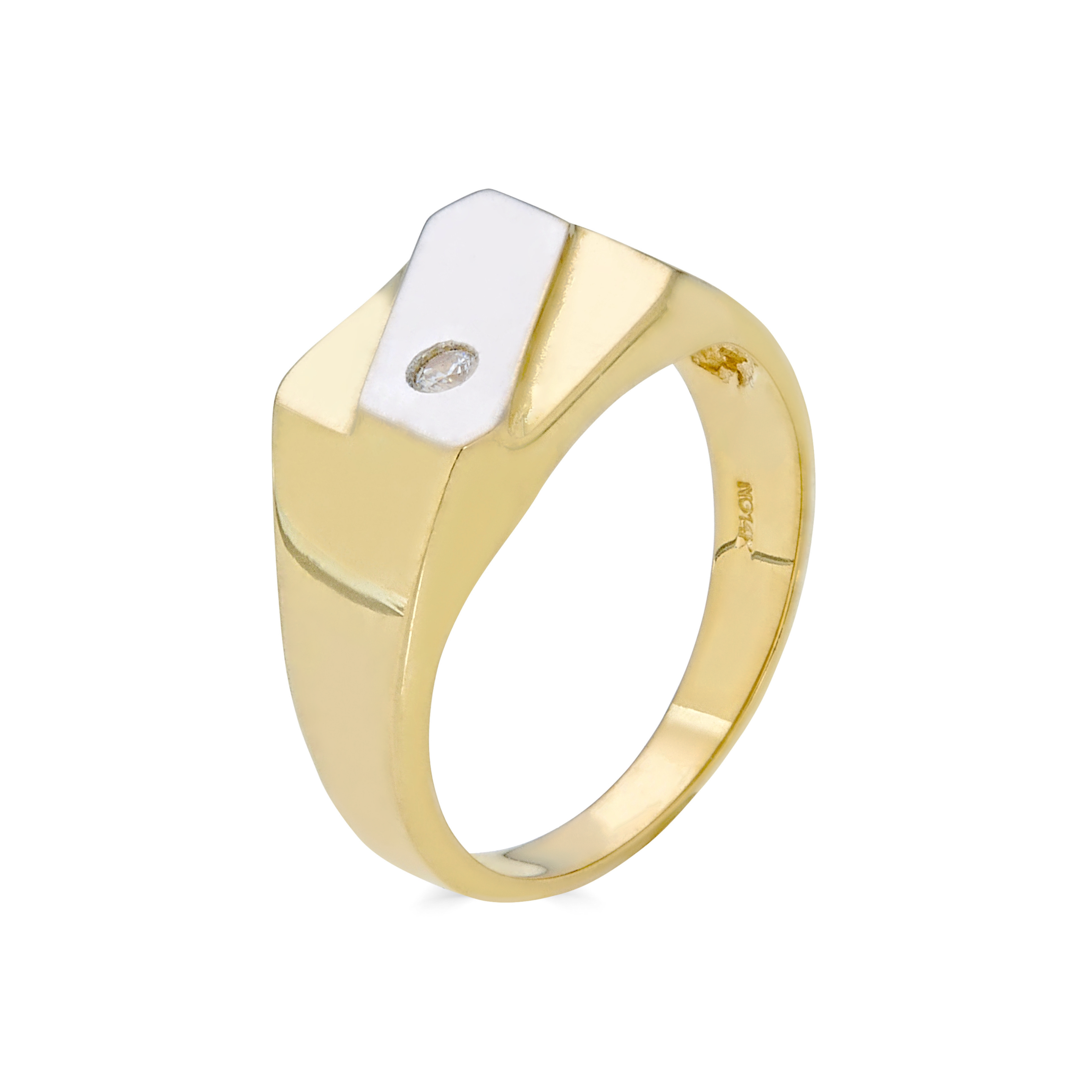 14K Two-Tone Gold Ring with CZ Accent