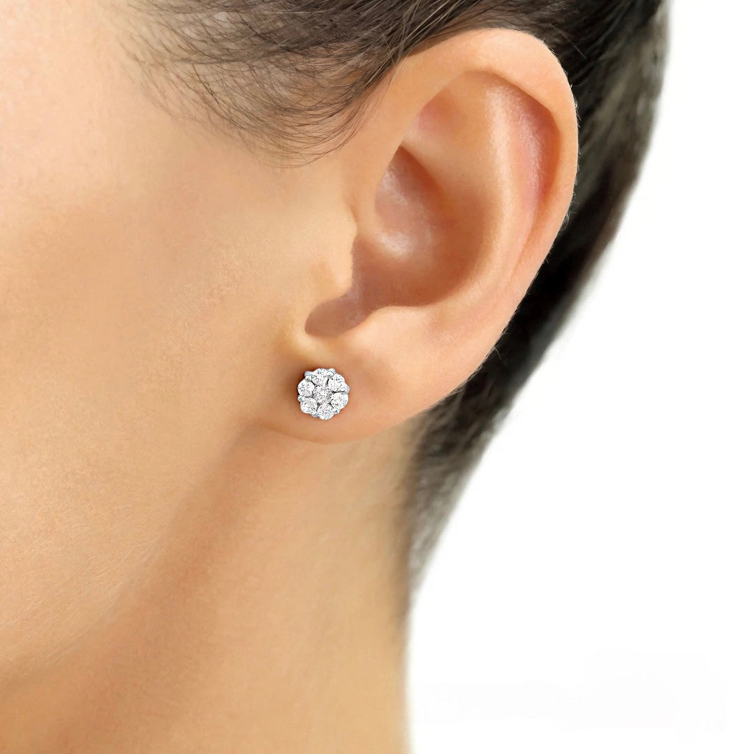 14k WHITE GOLD FLORAL EARRING WITH 0.495 t.w NATURAL DIAMOND