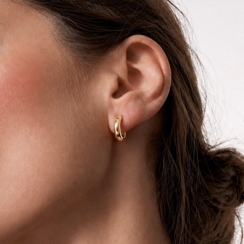 Italian 14K Yellow Gold Chunk Hoop Earrings